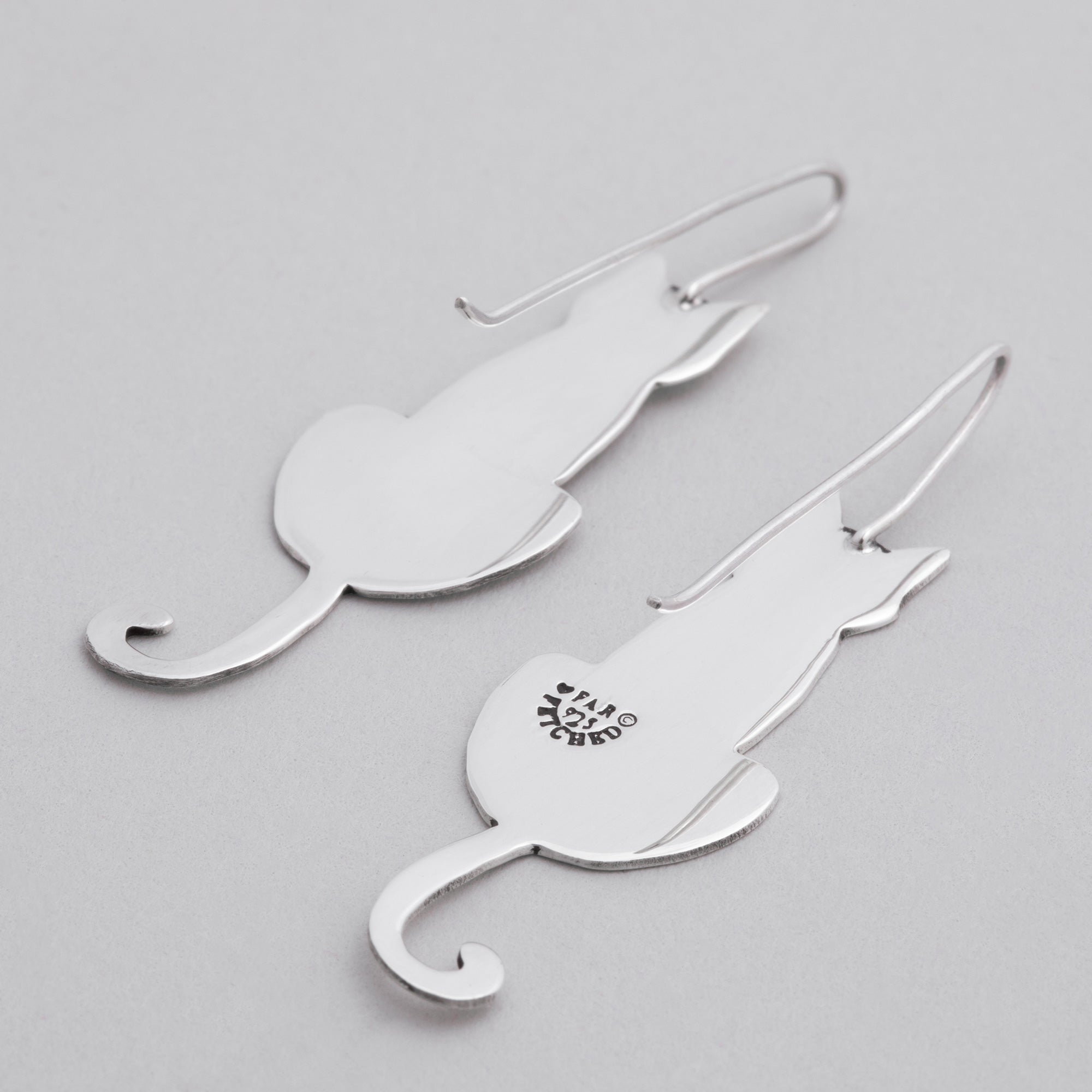 Premium Sterling Silver Cat Earrings - Elegant Feline Silhouette