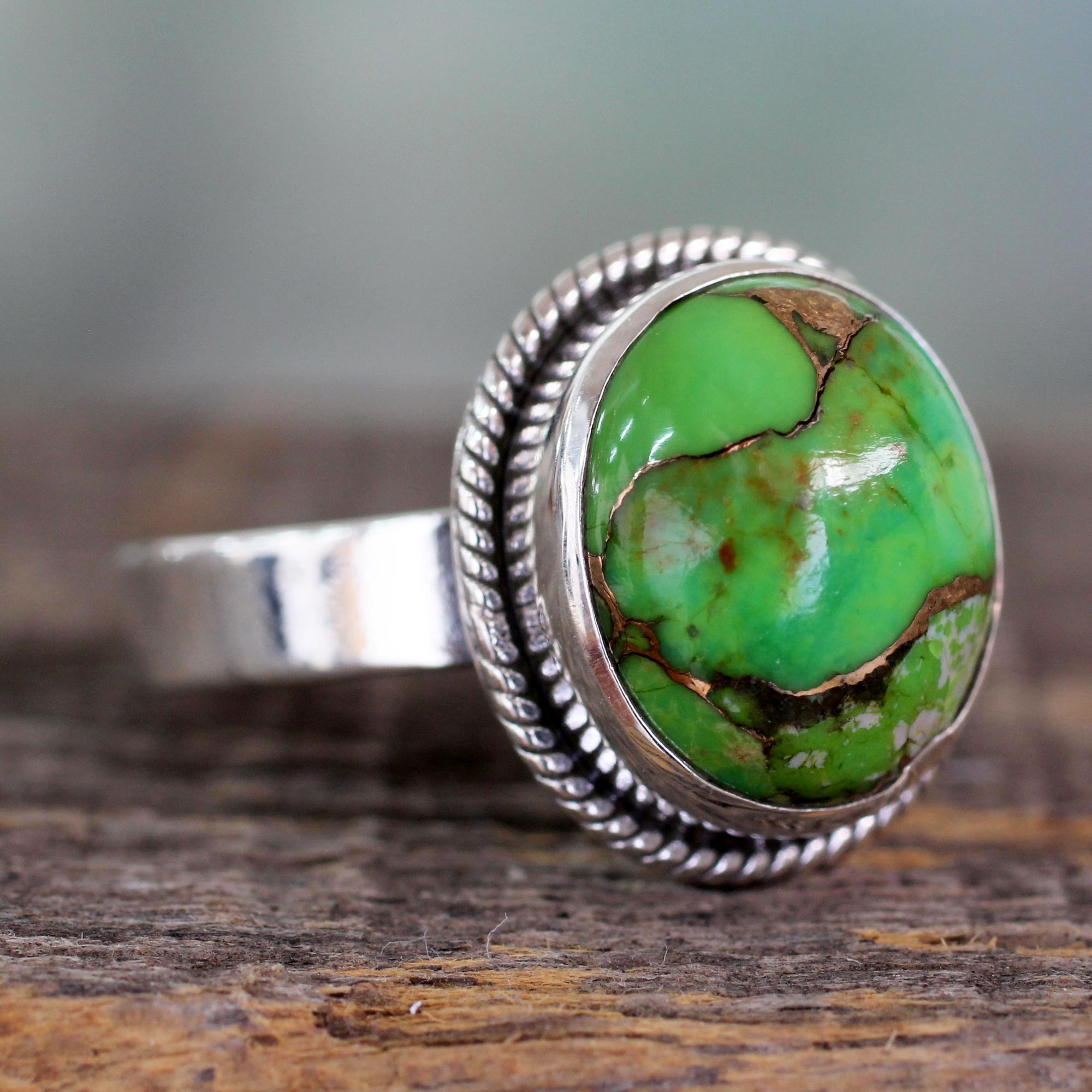 Premium Jaipur Green Turquoise Sterling Silver Ring