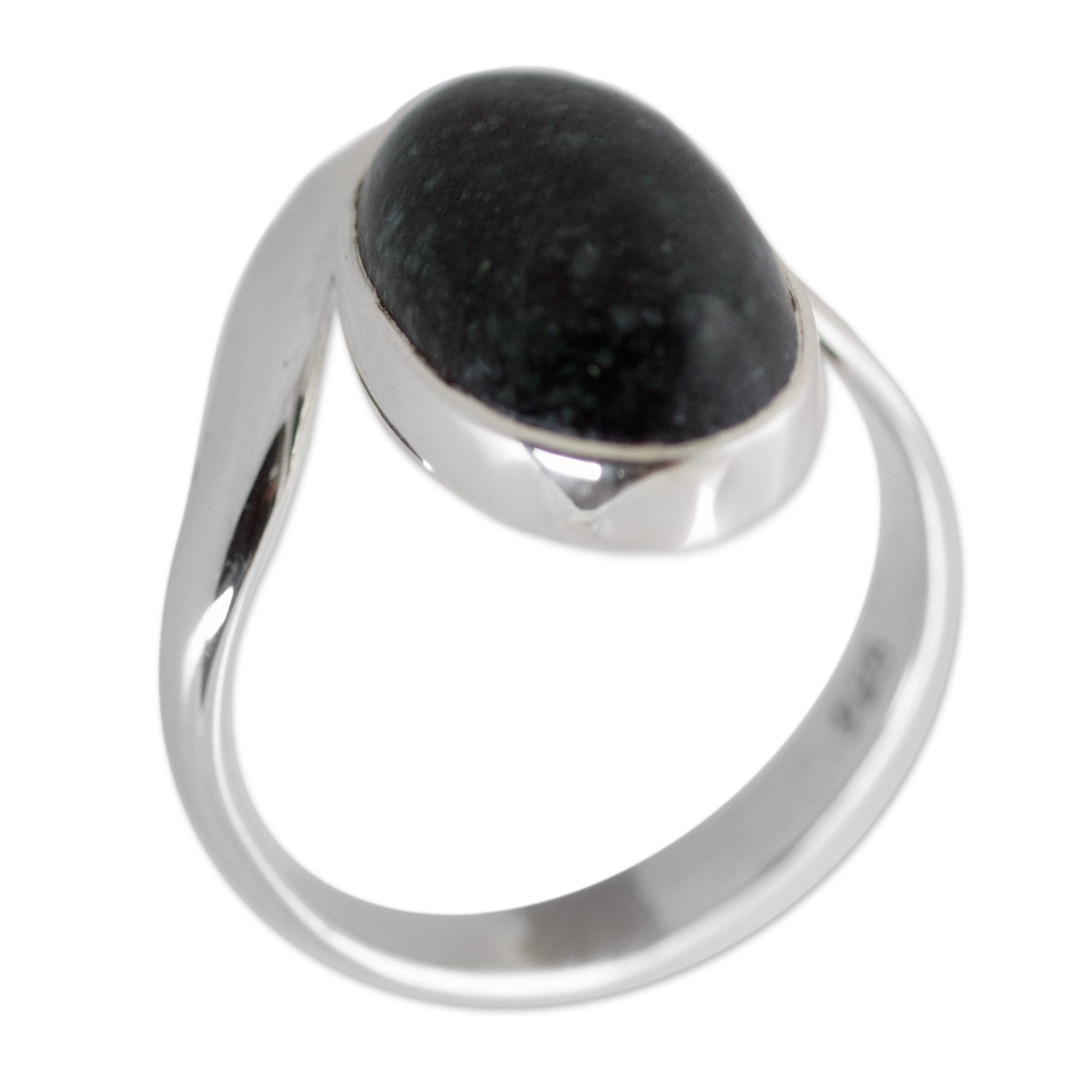 Premium Earth Green Jade Sterling Silver Artisan Ring