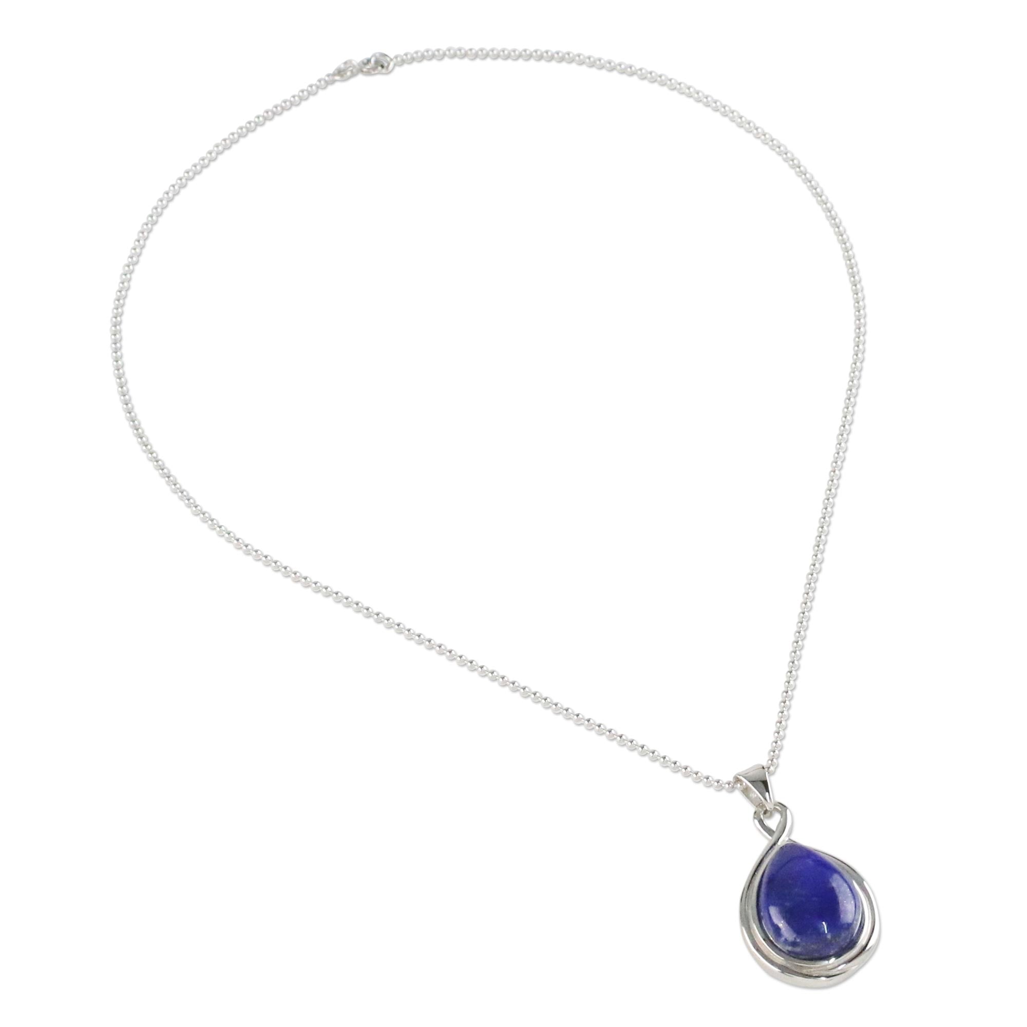 Premium Lapis Lazuli Pendant Necklace - Elegant Twist Design by Michael Krainer