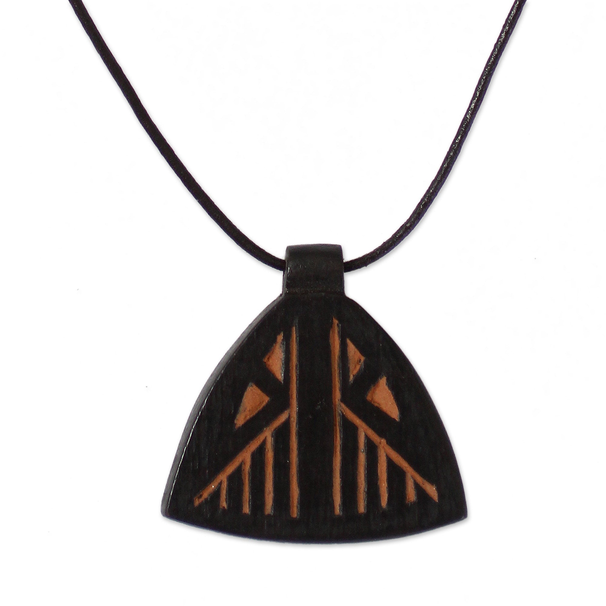 Premium Mframadan Teak Wood Pendant Necklace – Handcrafted Elegance