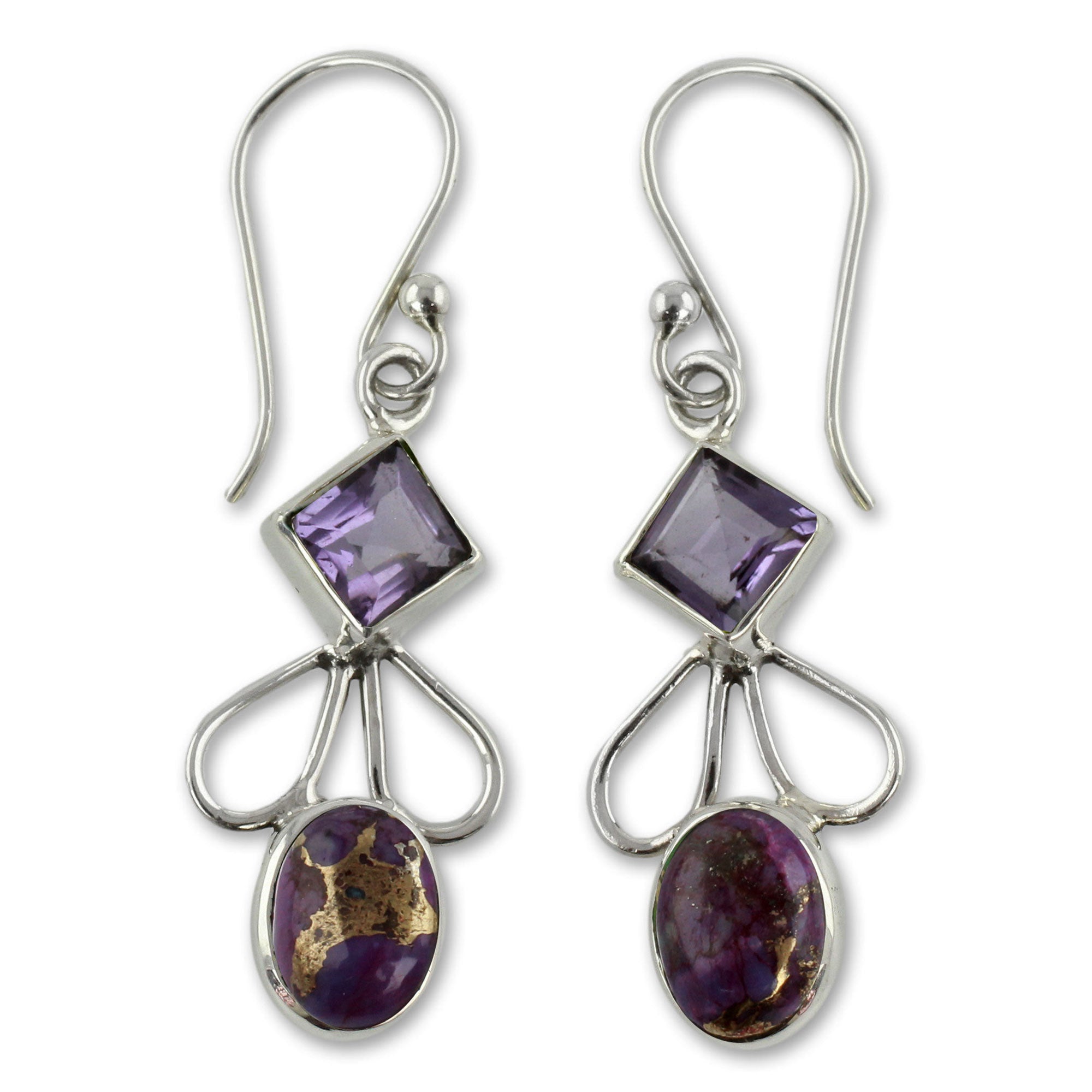 Premium Bollywood Purple Amethyst & Silver Artisan Earrings