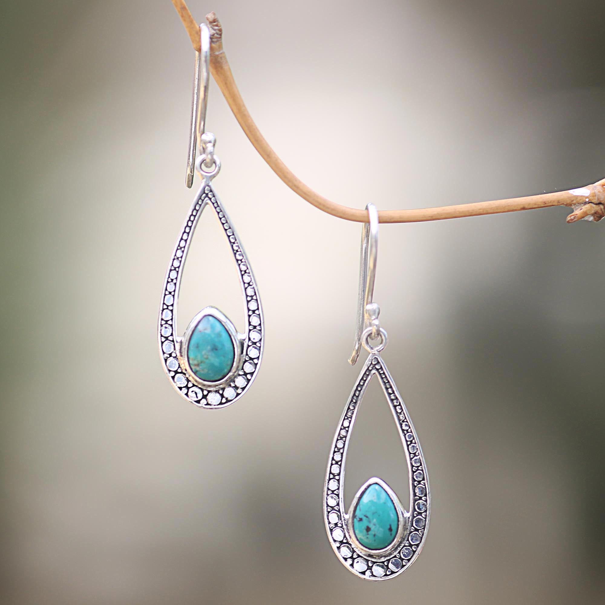 Premium Teardrop Bliss Earrings – Handcrafted Bali Sterling Silver & Magnesite