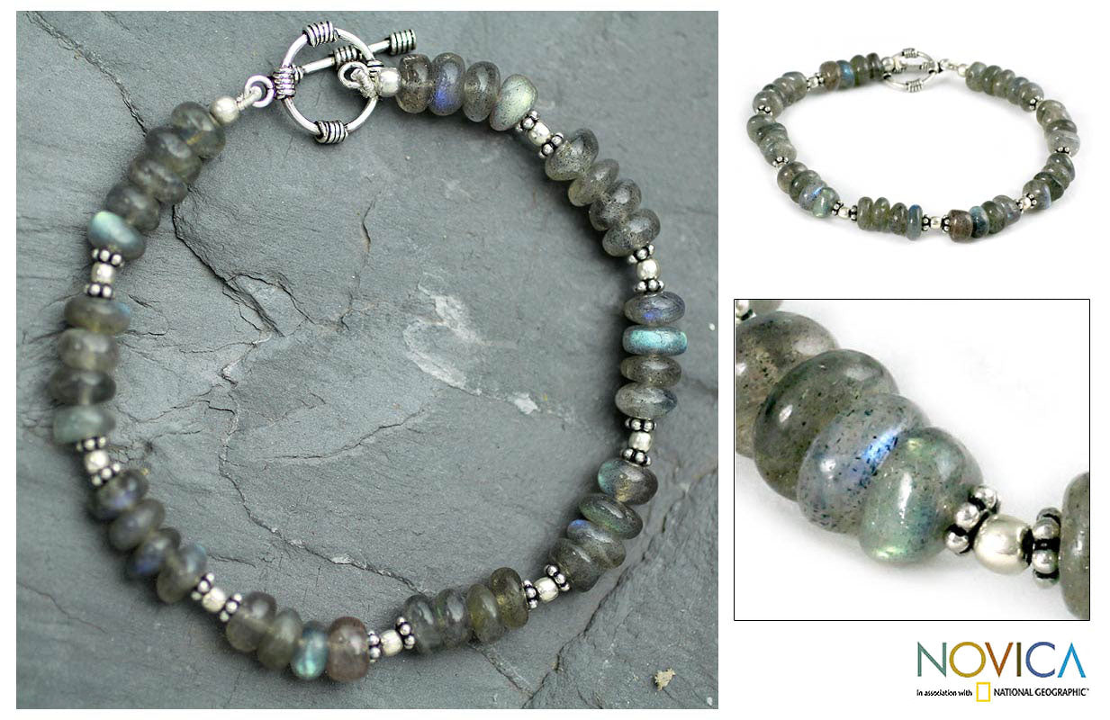 Premium Indian Rainbow Labradorite Bracelet - Handmade Sterling Silver Jewelry