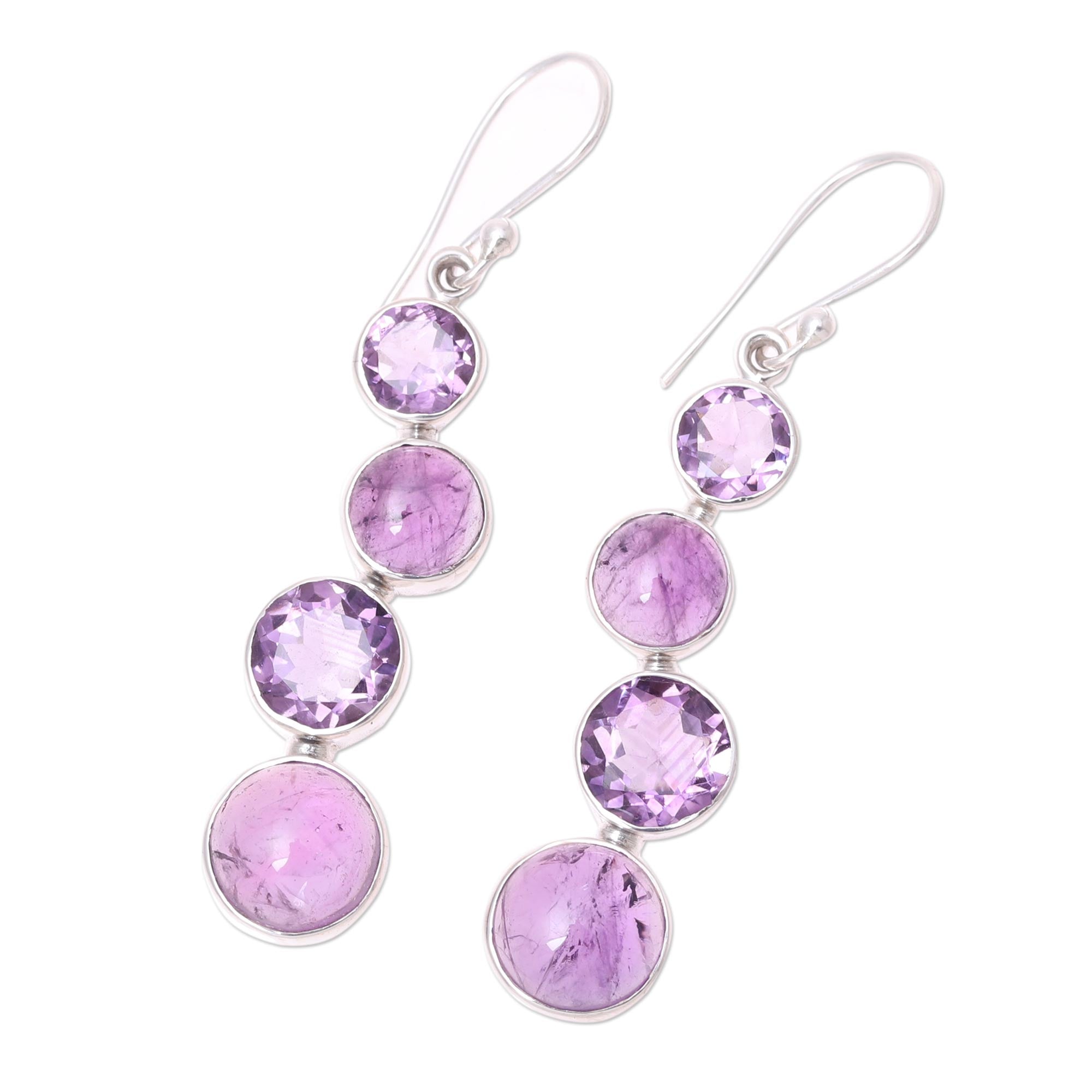 Premium Purple Raindrops Faceted Amethyst Dangle Earrings