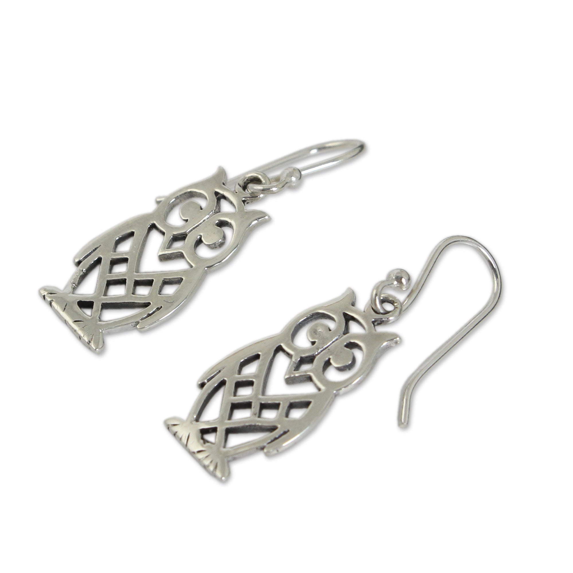 Premium Petite Owl Sterling Silver Openwork Earrings