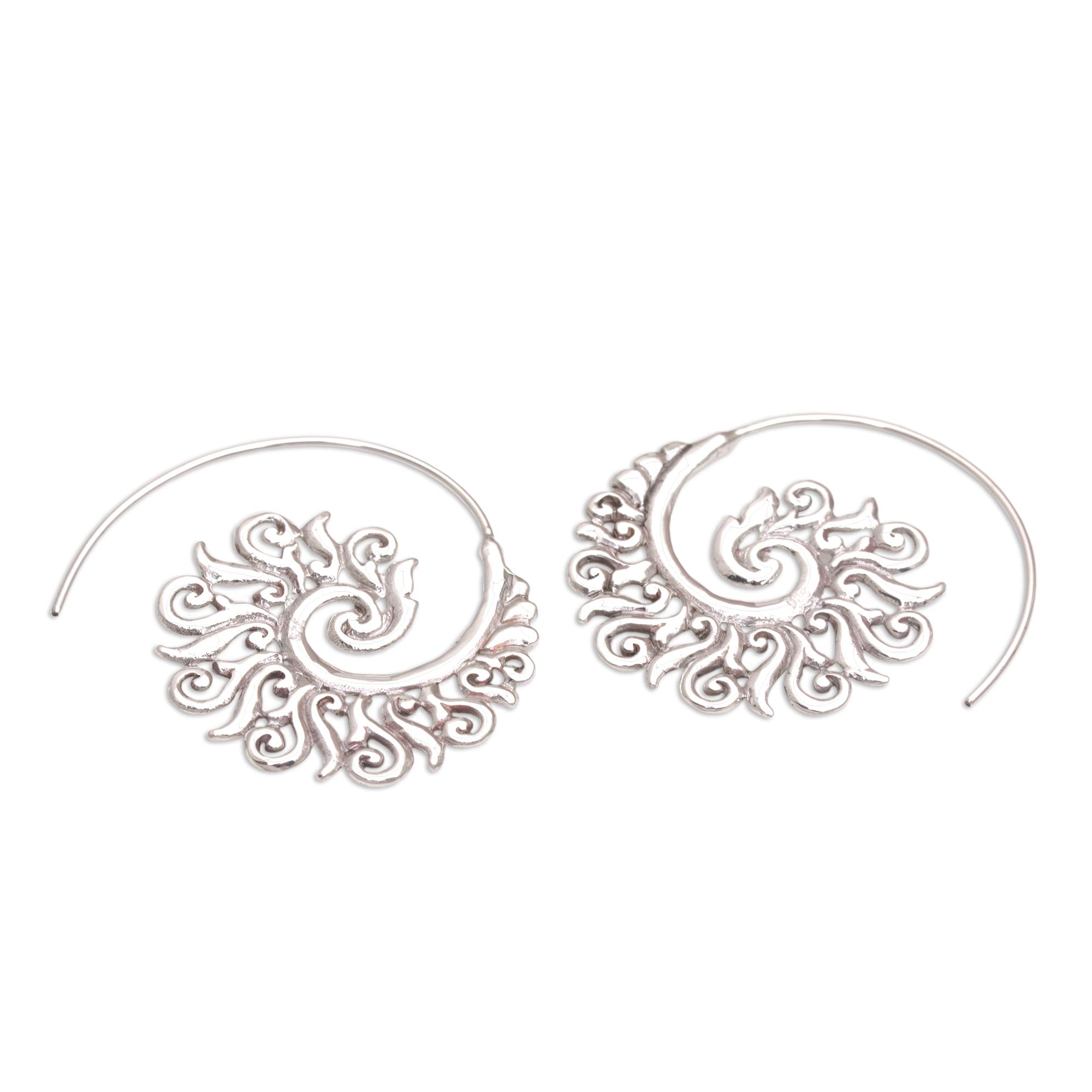 Premium Spiral Beauty 925 Sterling Silver Half Hoop Earrings – Handmade in Indonesia