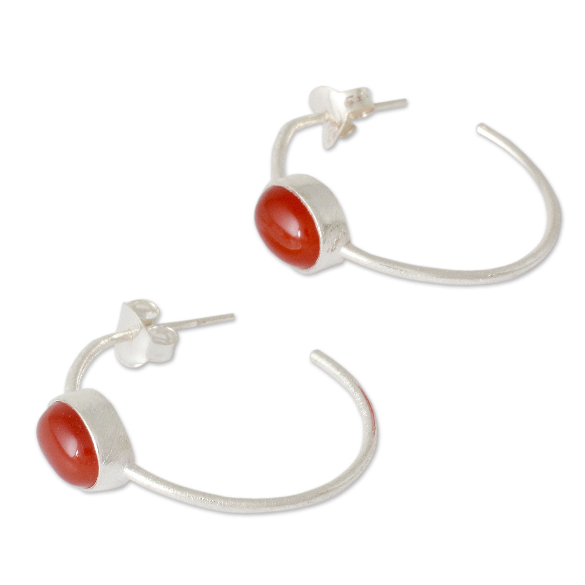 Sky Loop: Premium Minimalist Red Onyx Hoop Earrings