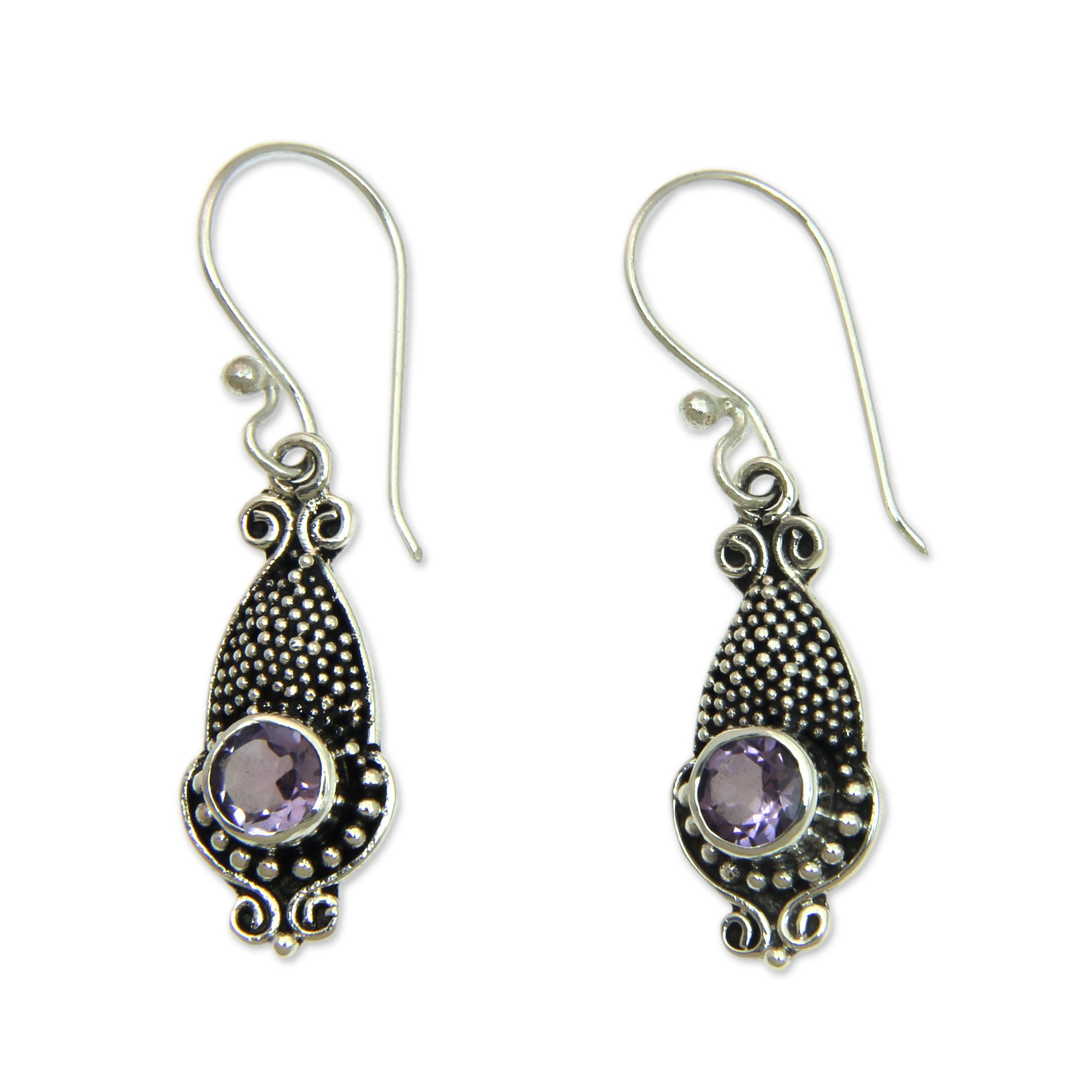 Premium Sterling Silver 925 Amethyst Squid Earrings – Handcrafted by Bali Artisan