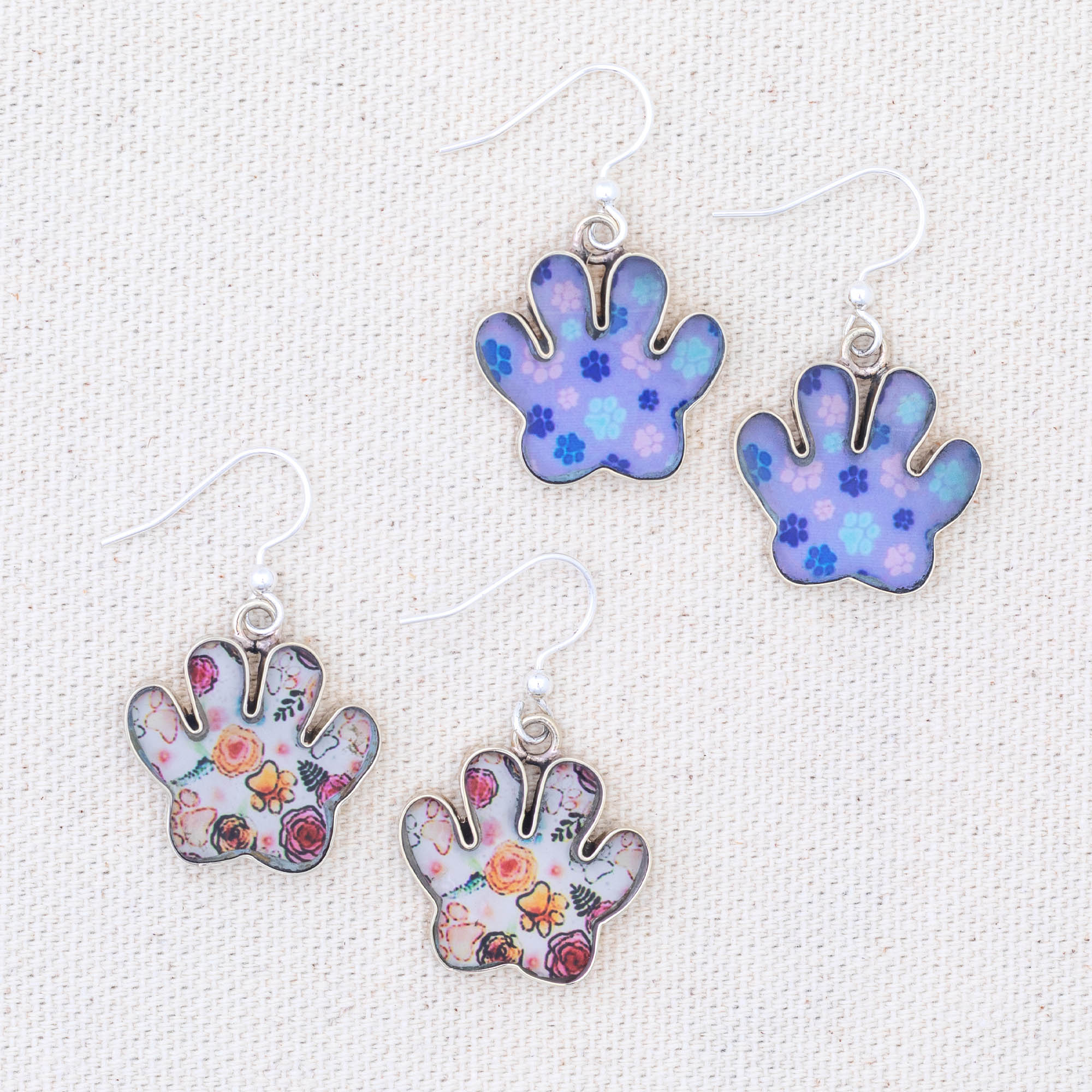 Premium Paw Print Garden Dangle Earrings