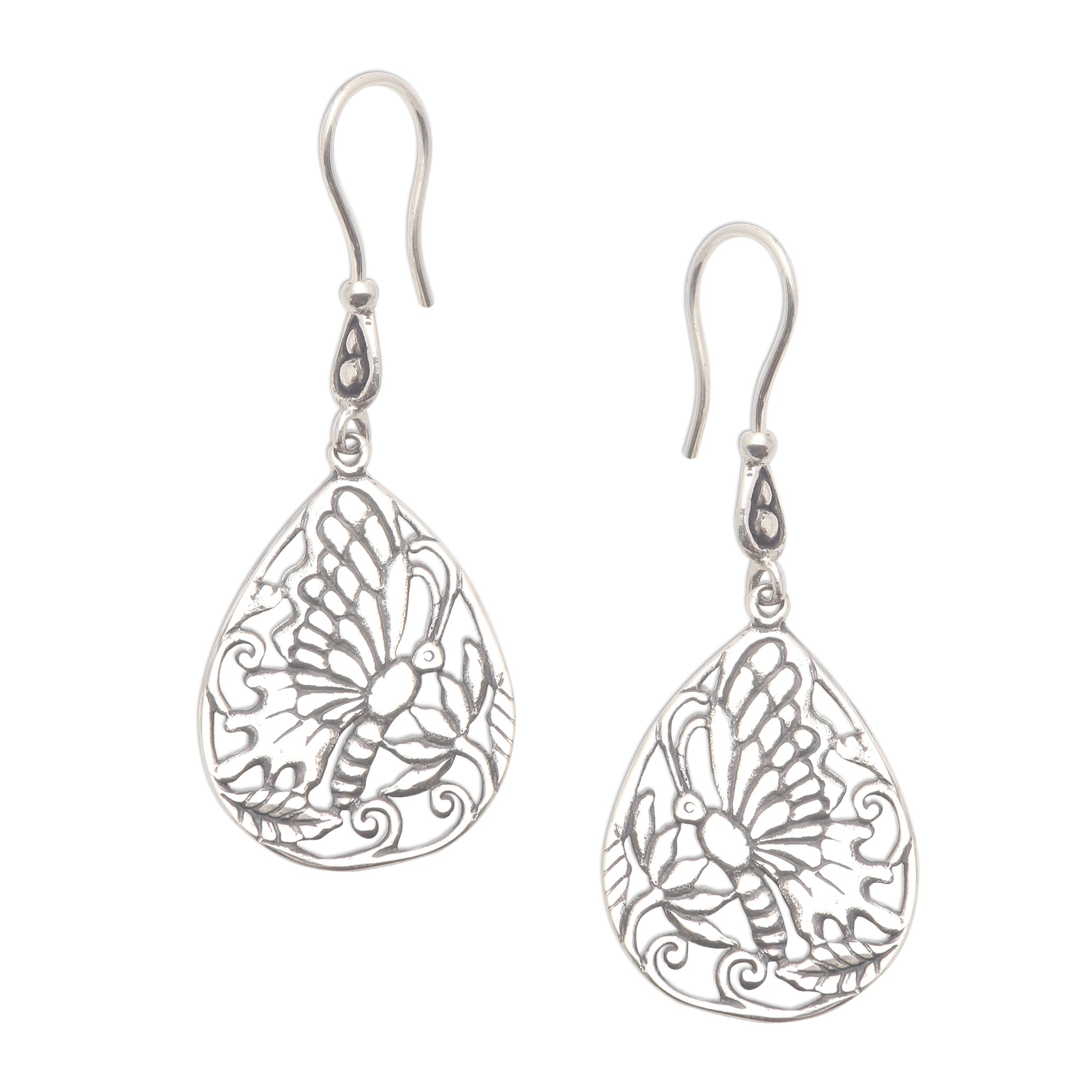 Premium Sterling Silver Butterfly Dangle Earrings – Handcrafted Elegance