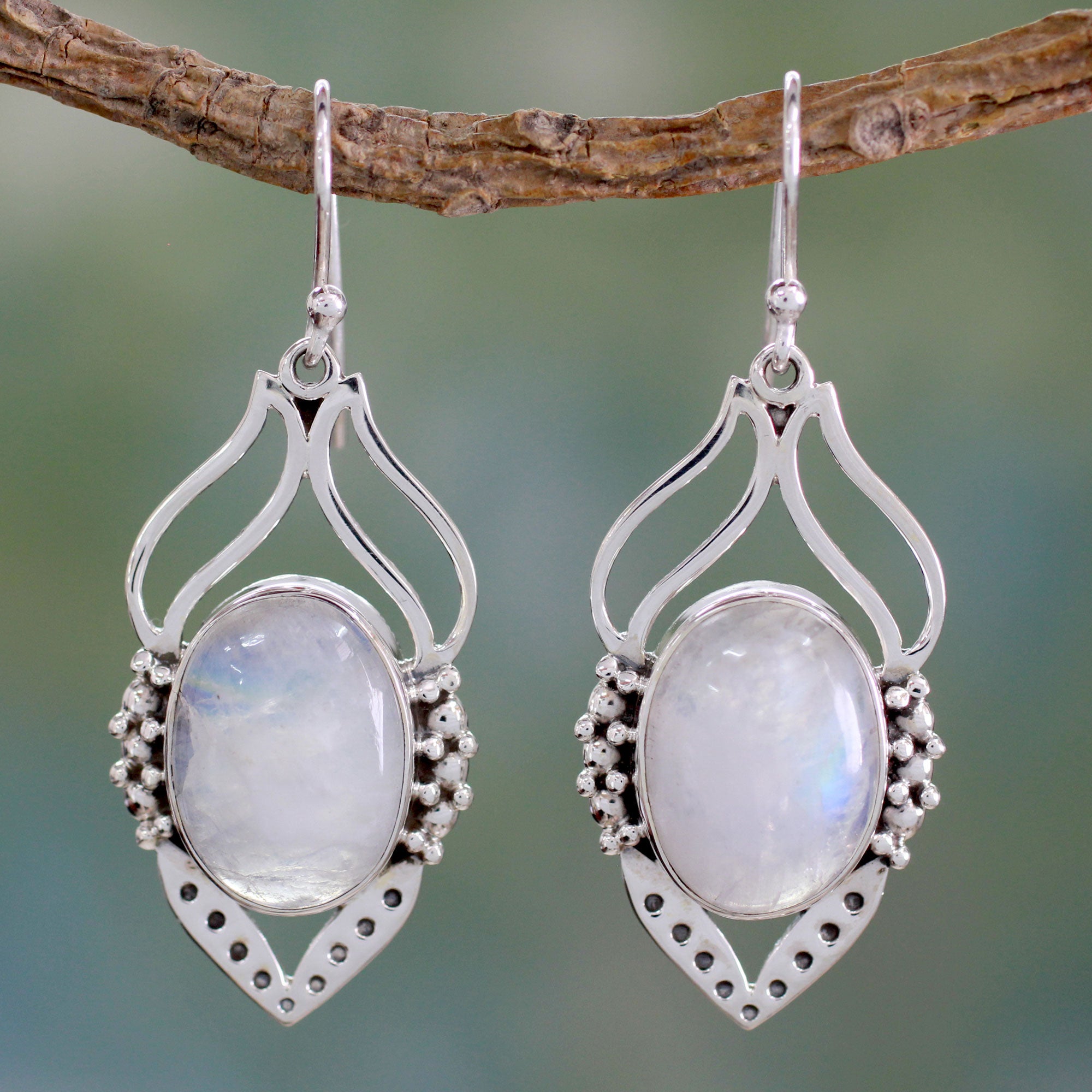 Premium Moonstone Dangle Earrings - Handcrafted Elegance