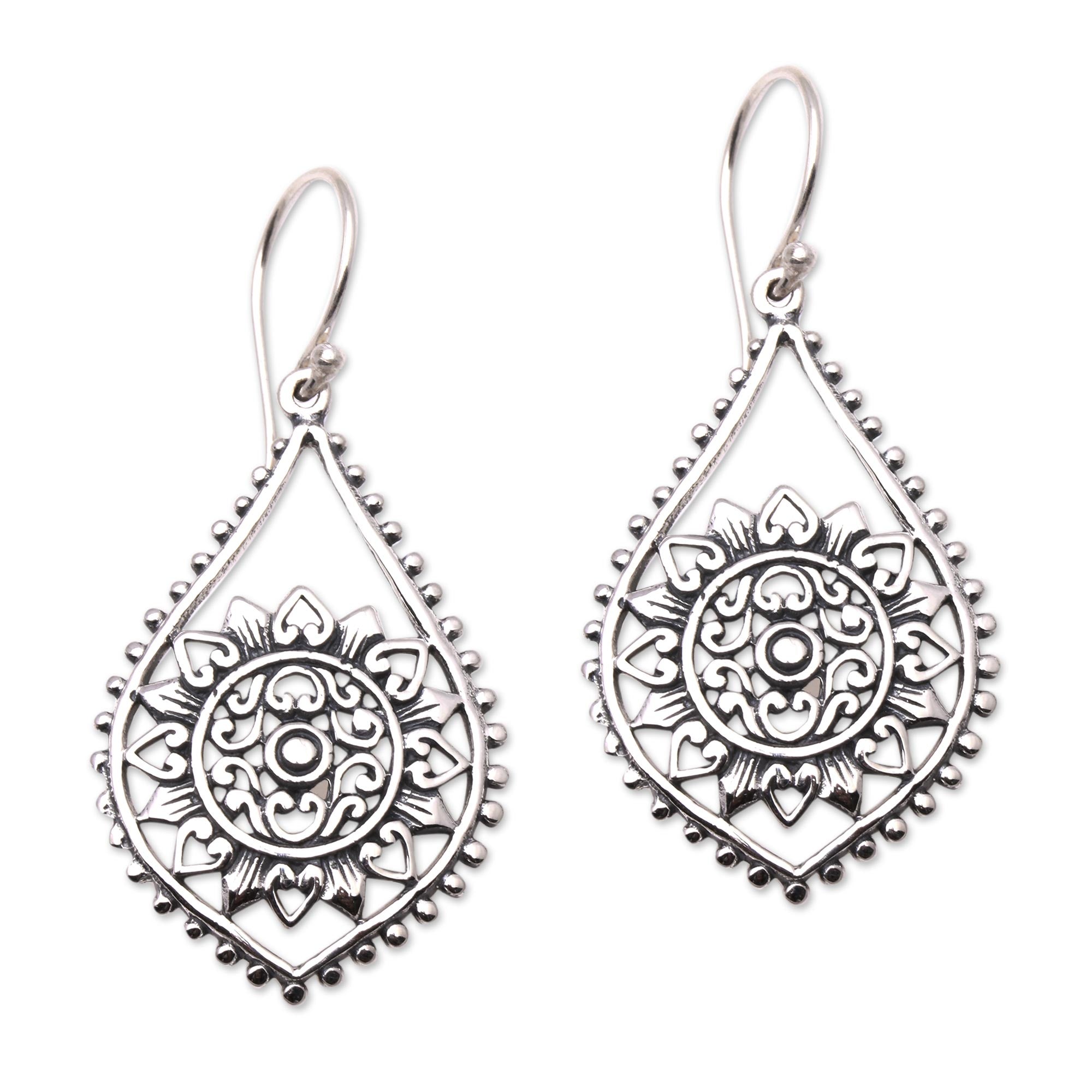 Premium Jagaraga Sun Dangle Earrings – Handcrafted Sterling Silver Bali Jewelry