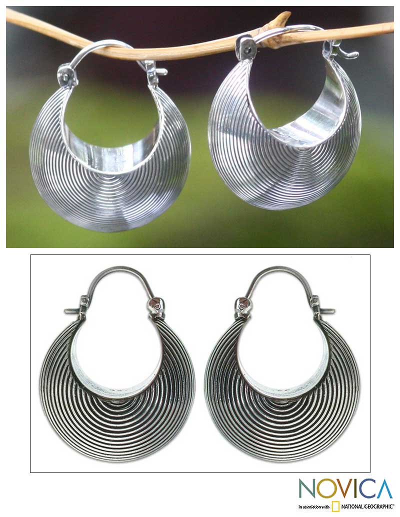 Premium Hypnotic Moon Hoop Earrings - Modern Sterling Silver Design