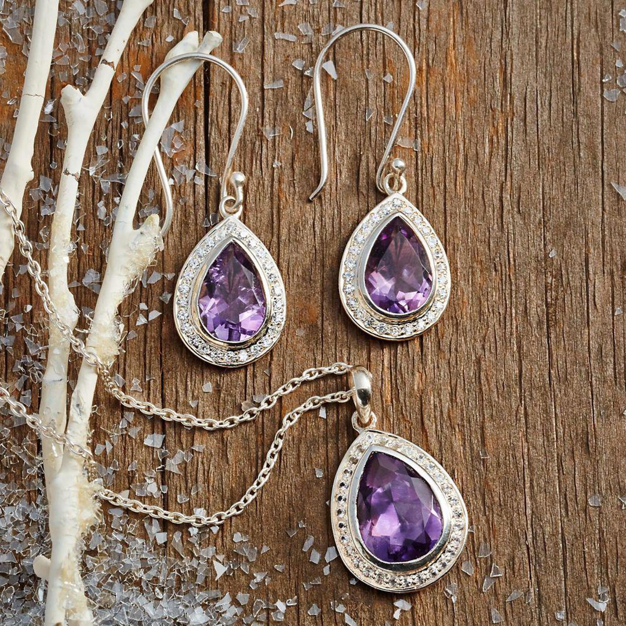 Premium Mughal Mystique Amethyst Earrings – Sterling Silver Jewelry from India