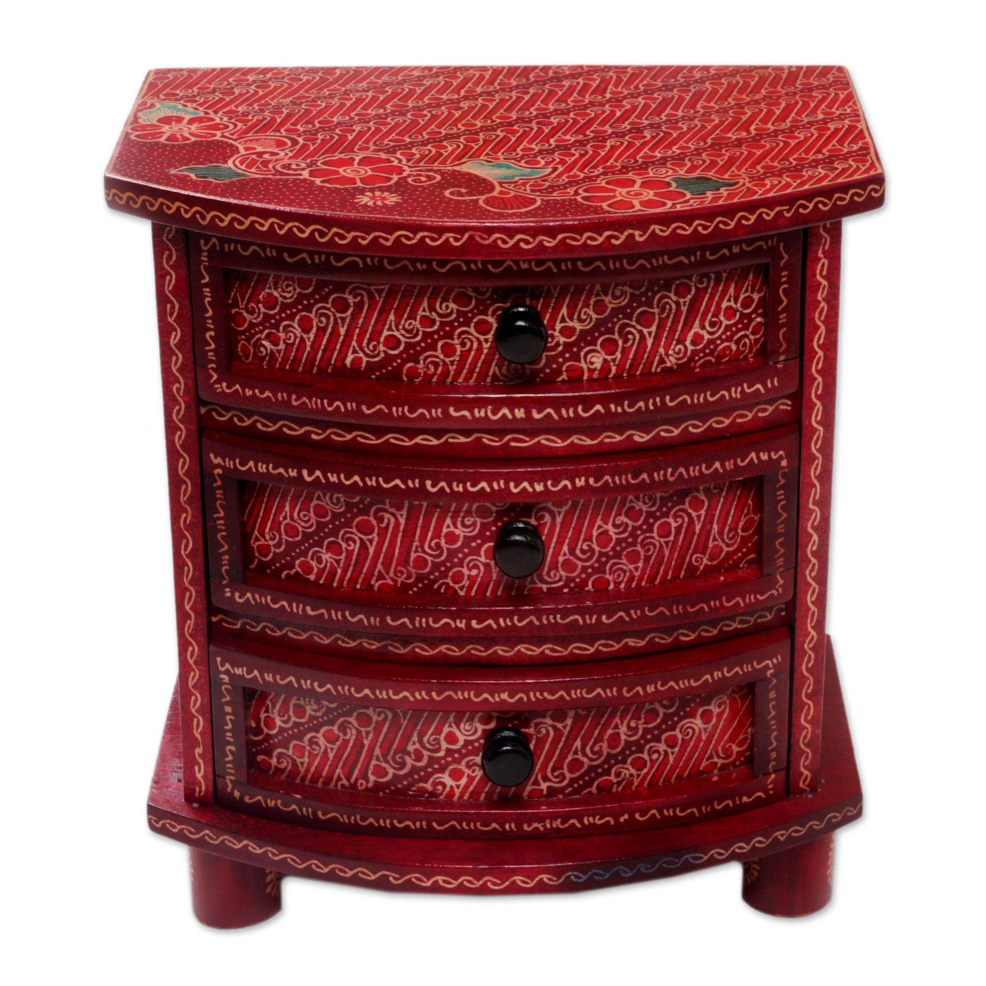 Premium Handcrafted Red Parang Motif Batik Jewelry Box - Ultimate Storage Solution