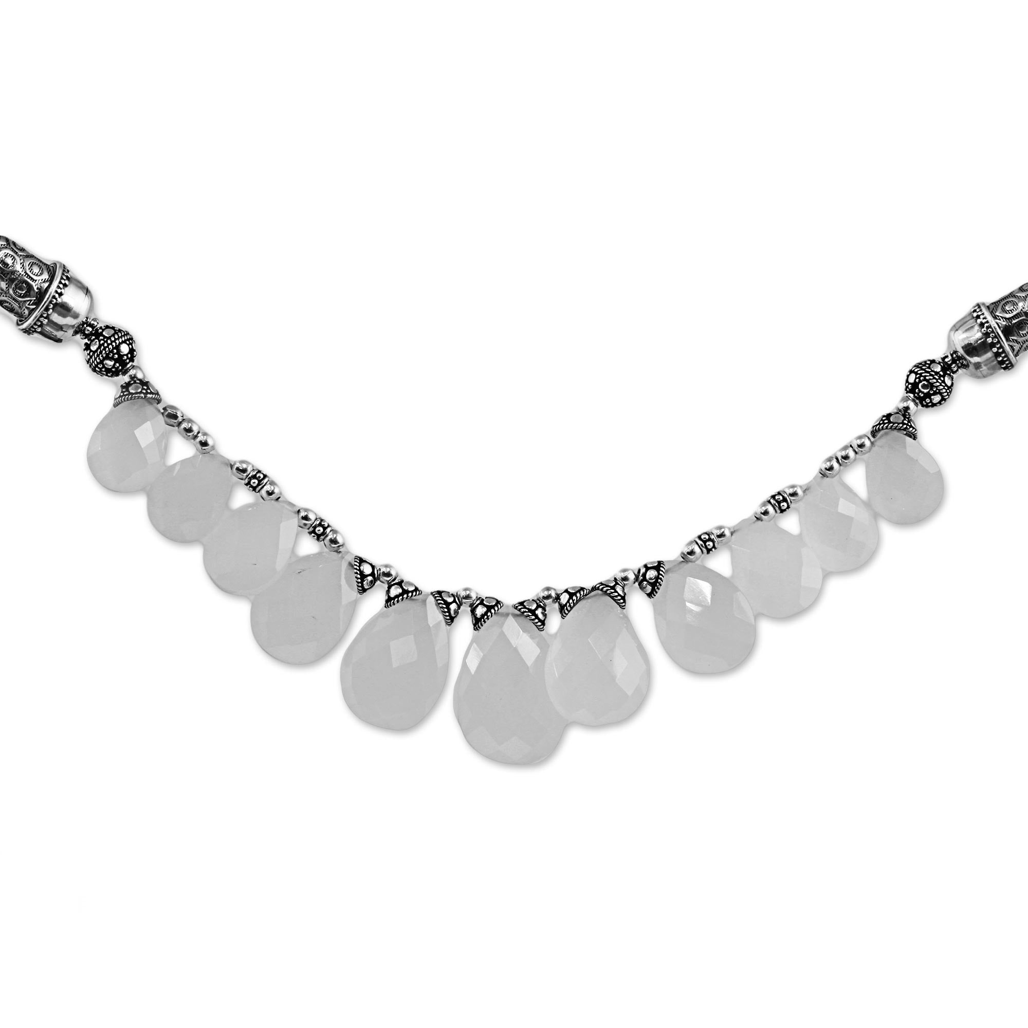 Premium White Chalcedony Sterling Silver Choker Necklace