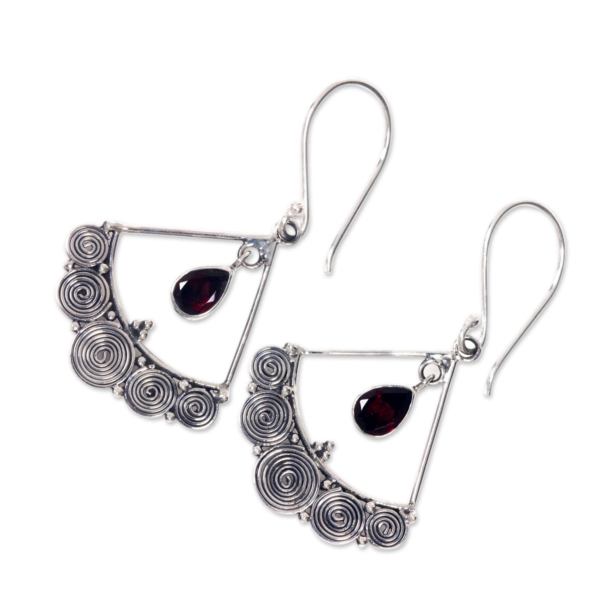 Premium Sterling Silver Chandelier Earrings with Garnet Drops