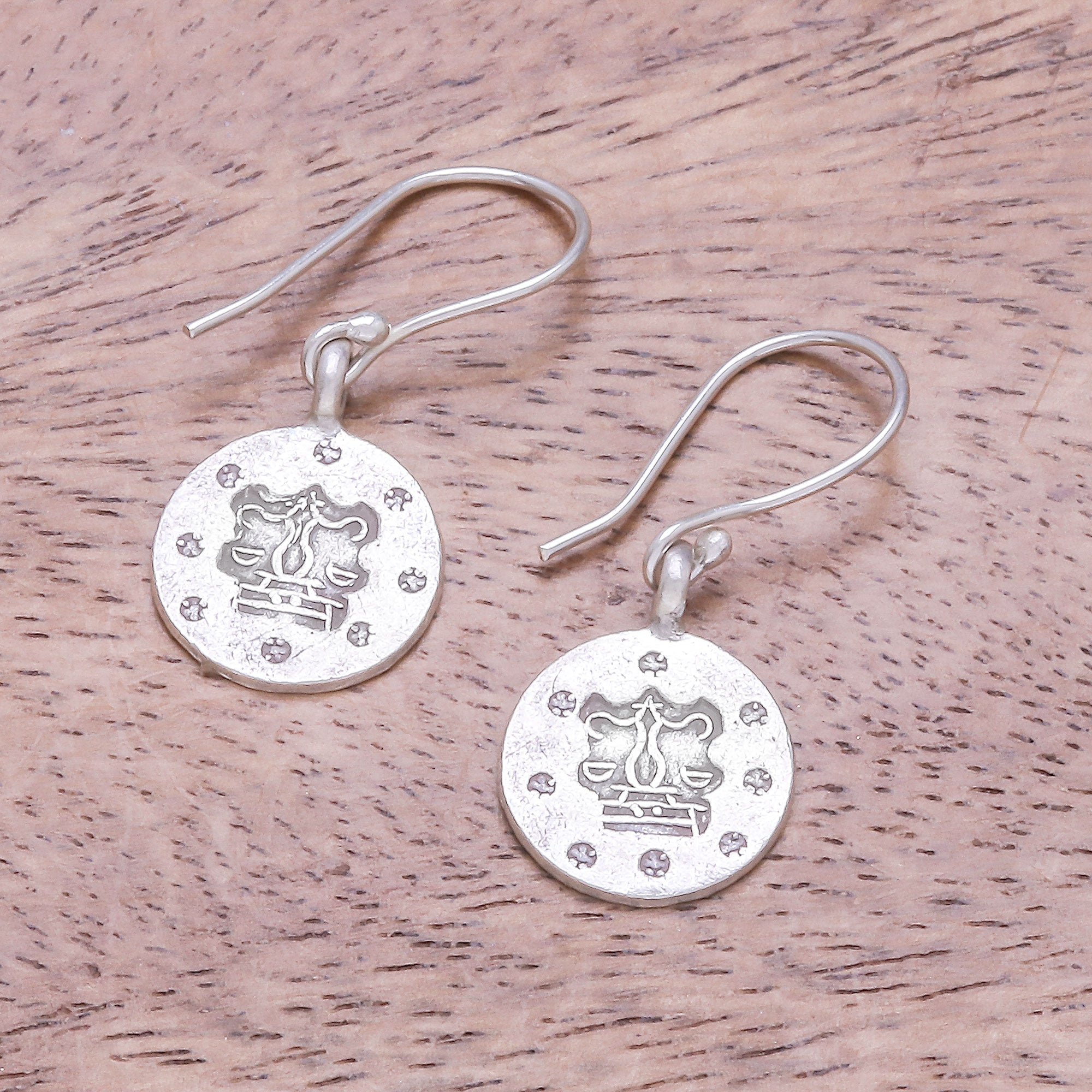 Premium Karen Silver Libra Dangle Earrings - Handcrafted in Thailand