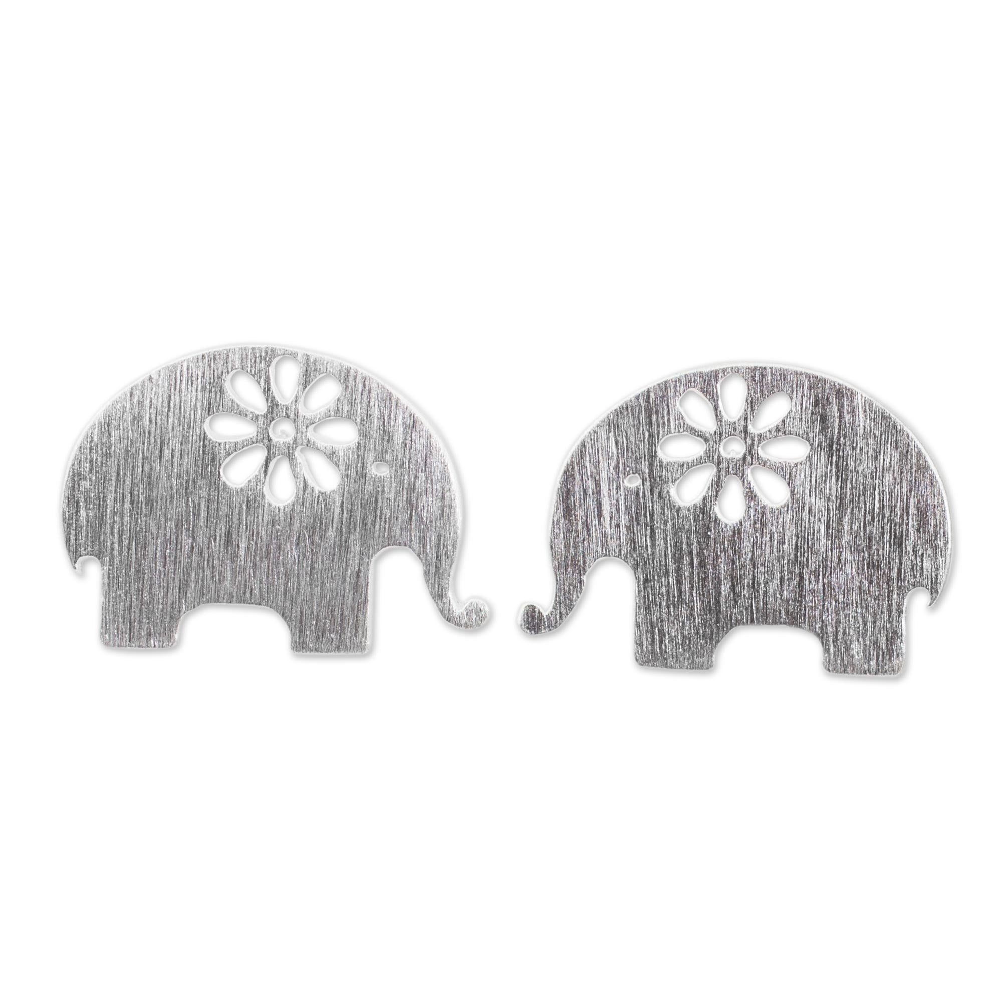 Premium Blooming Elephants Sterling Silver Stud Earrings – Handmade Artisan Jewelry