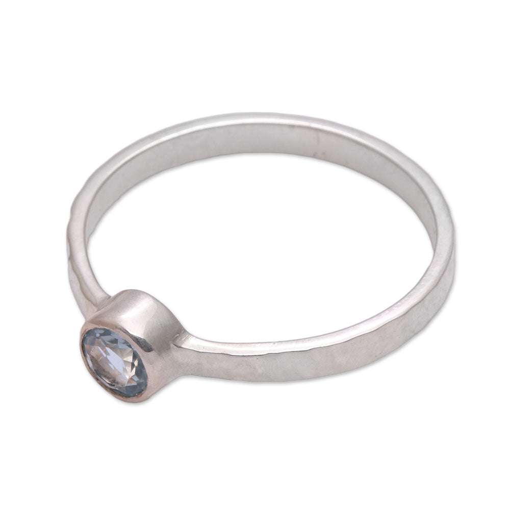 Premium Blue Topaz Solitaire Ring – Handcrafted Sterling Silver Jewelry