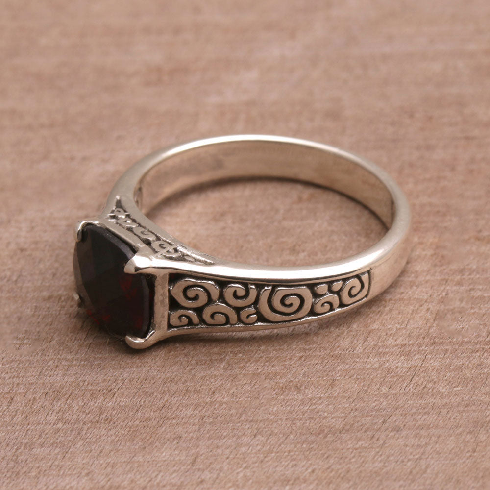 Premium Buddha Sparkle Garnet Sterling Silver Ring - Handmade Jewelry