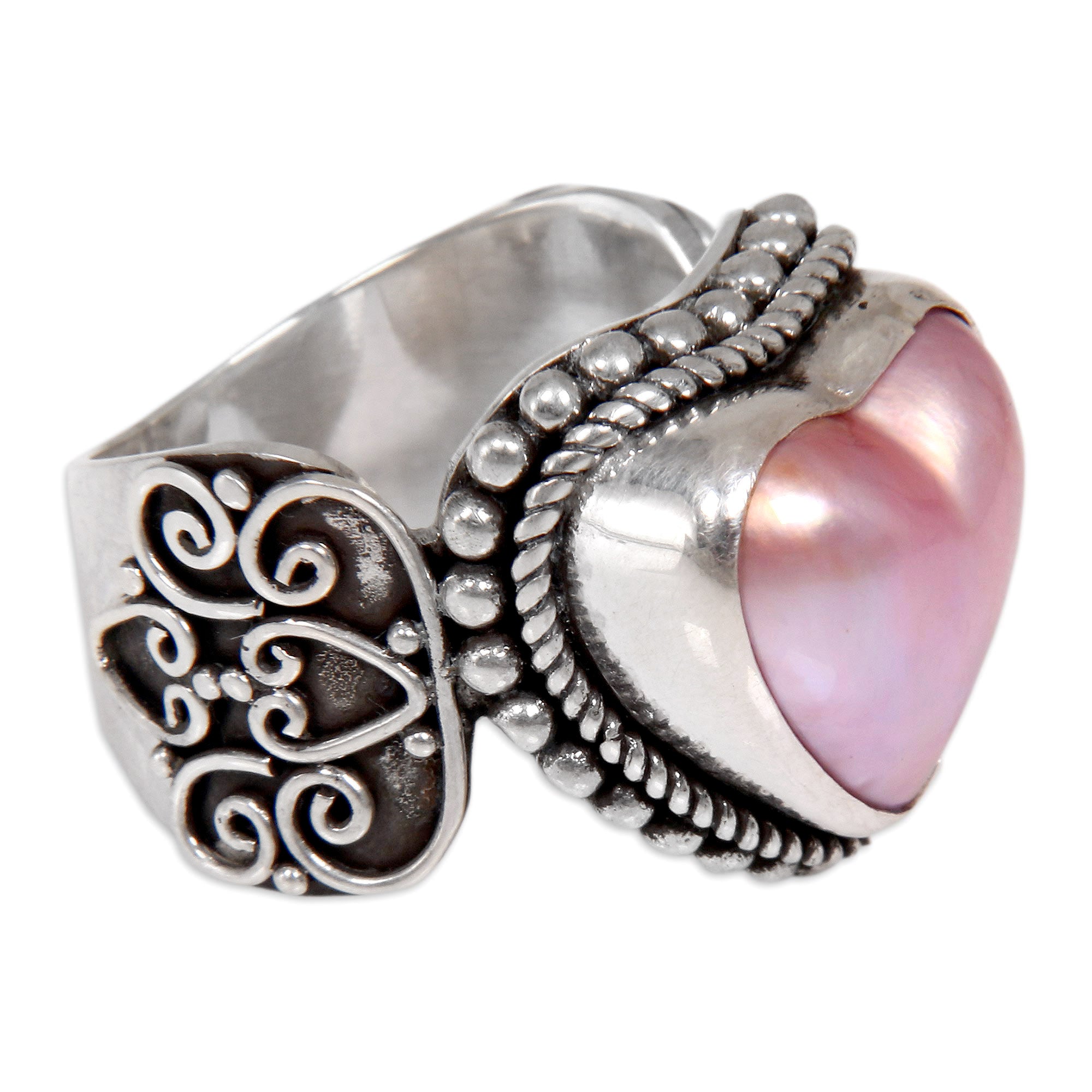 Premium Romantic Heart-Shaped Pink Mabe Pearl Ring - Ultimate Gift for Her