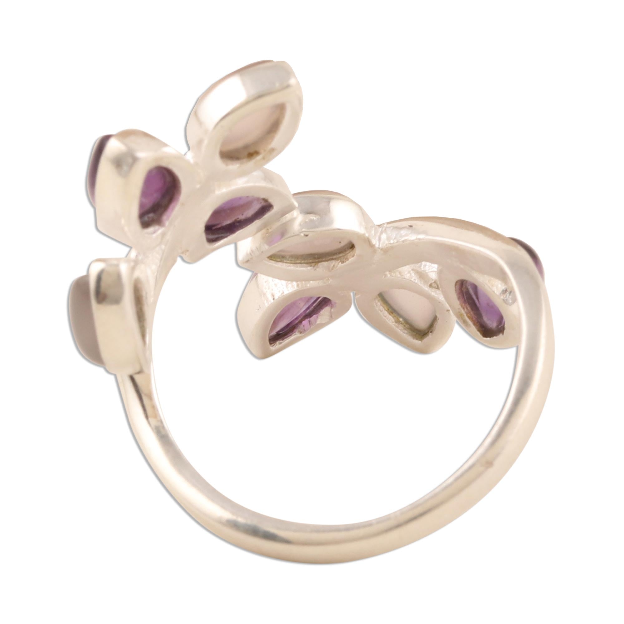 Premium Leafy Glory Gemstone Cocktail Ring - Sterling Silver Elegance