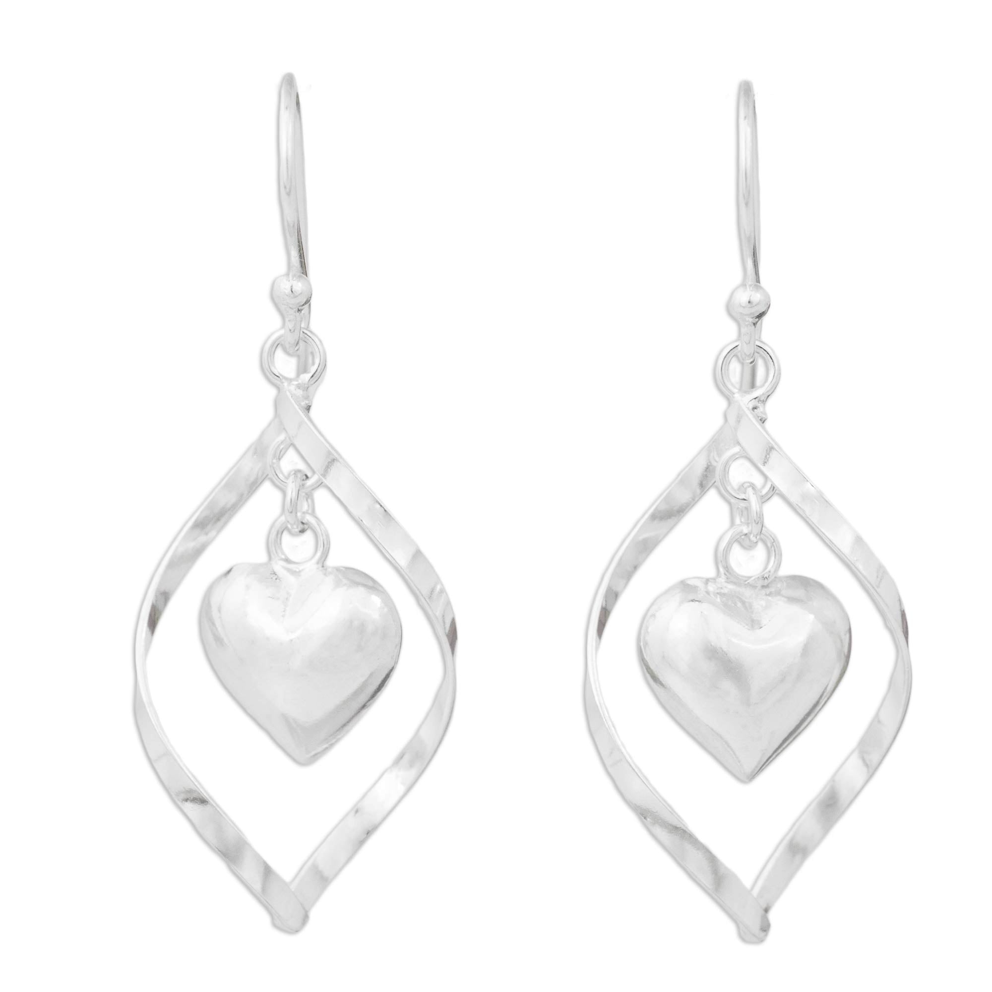 Premium Captive Heart Sterling Silver 925 Dangle Earrings