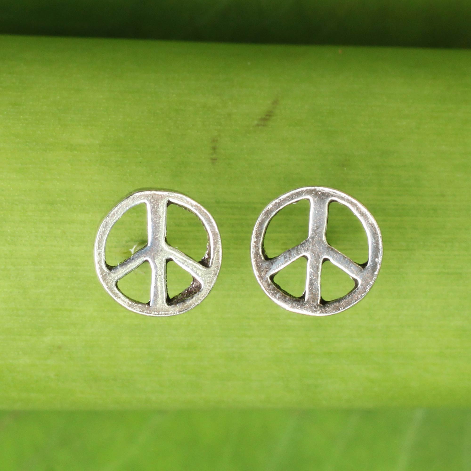 Premium Peace Sign Sterling Silver Stud Earrings