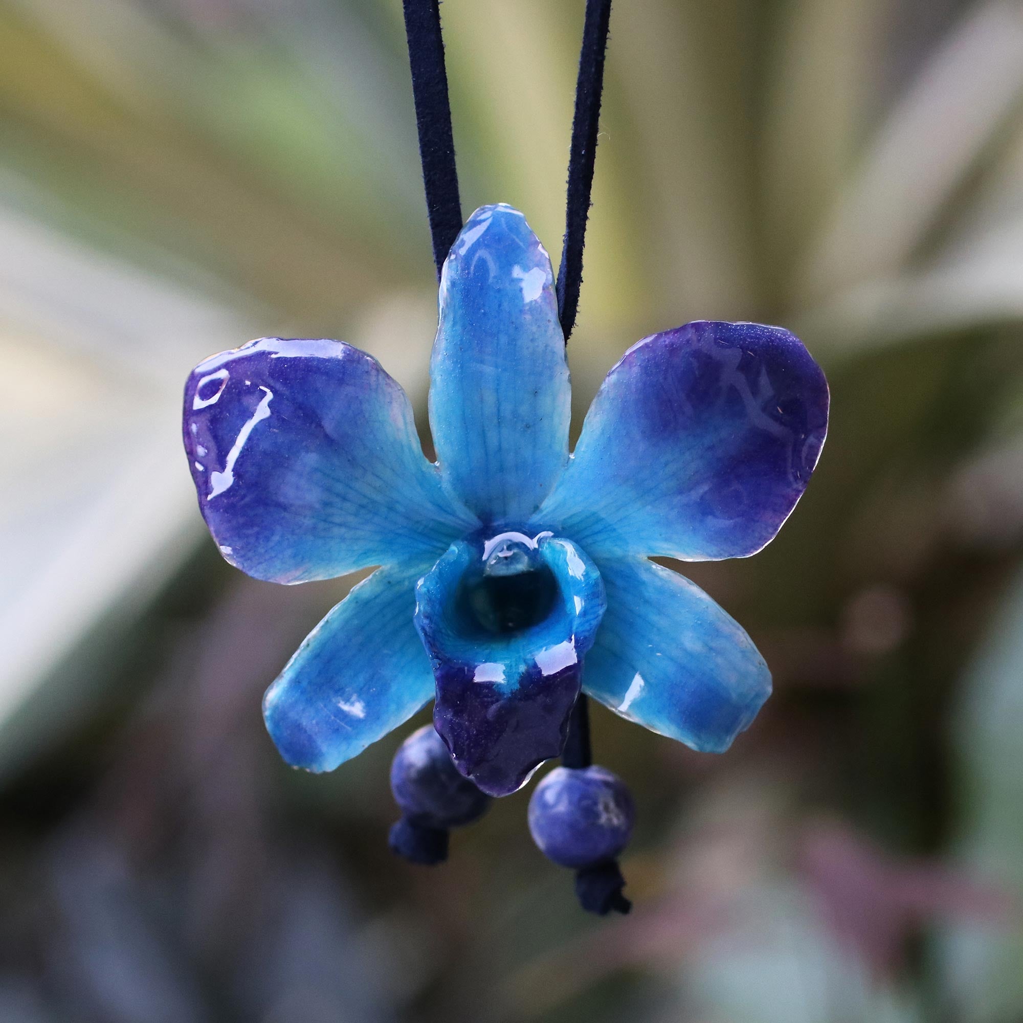 Premium Midnight Blue Orchid & Sodalite Adjustable Lariat Necklace