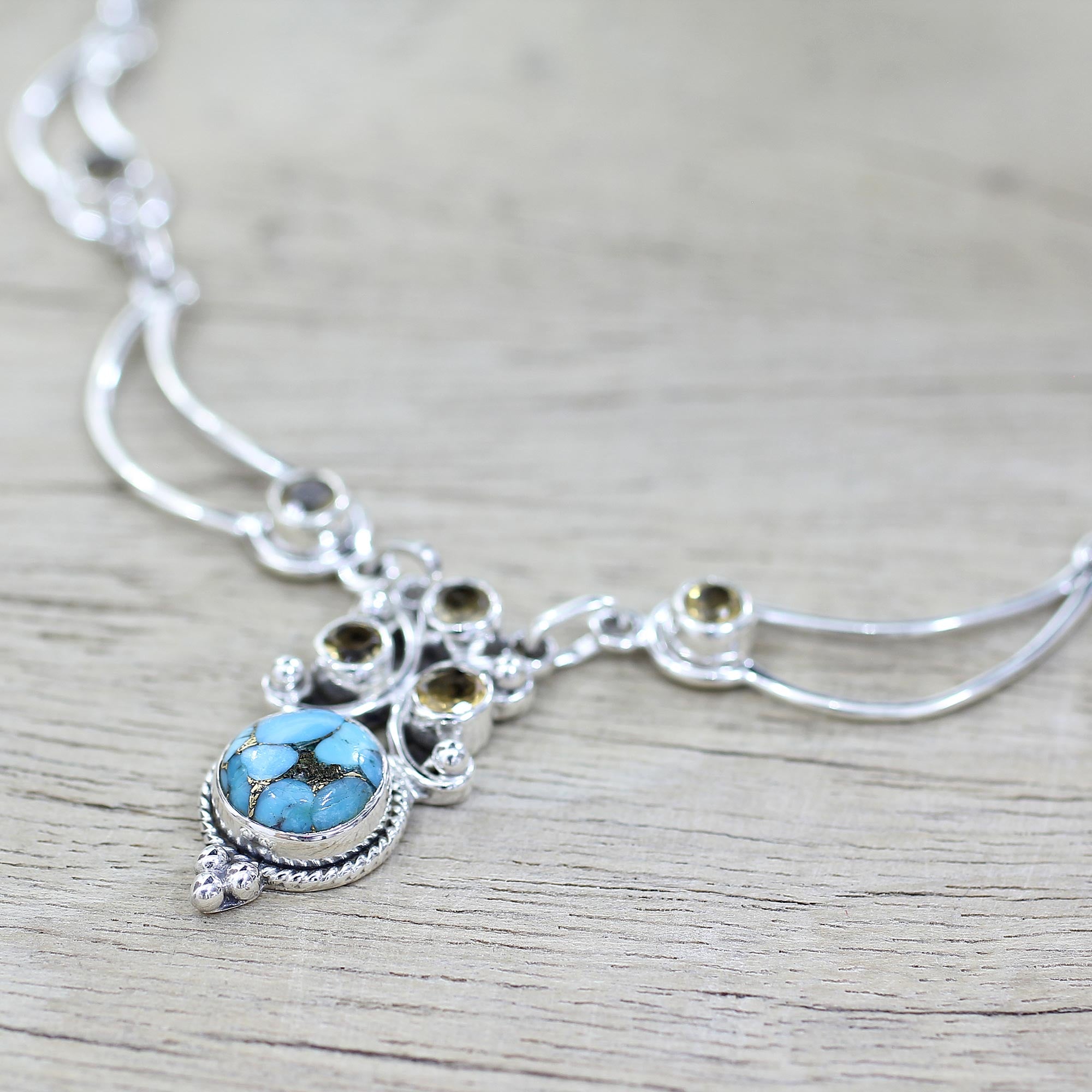 Premium Radiant Princess Multi-Gem Silver Necklace