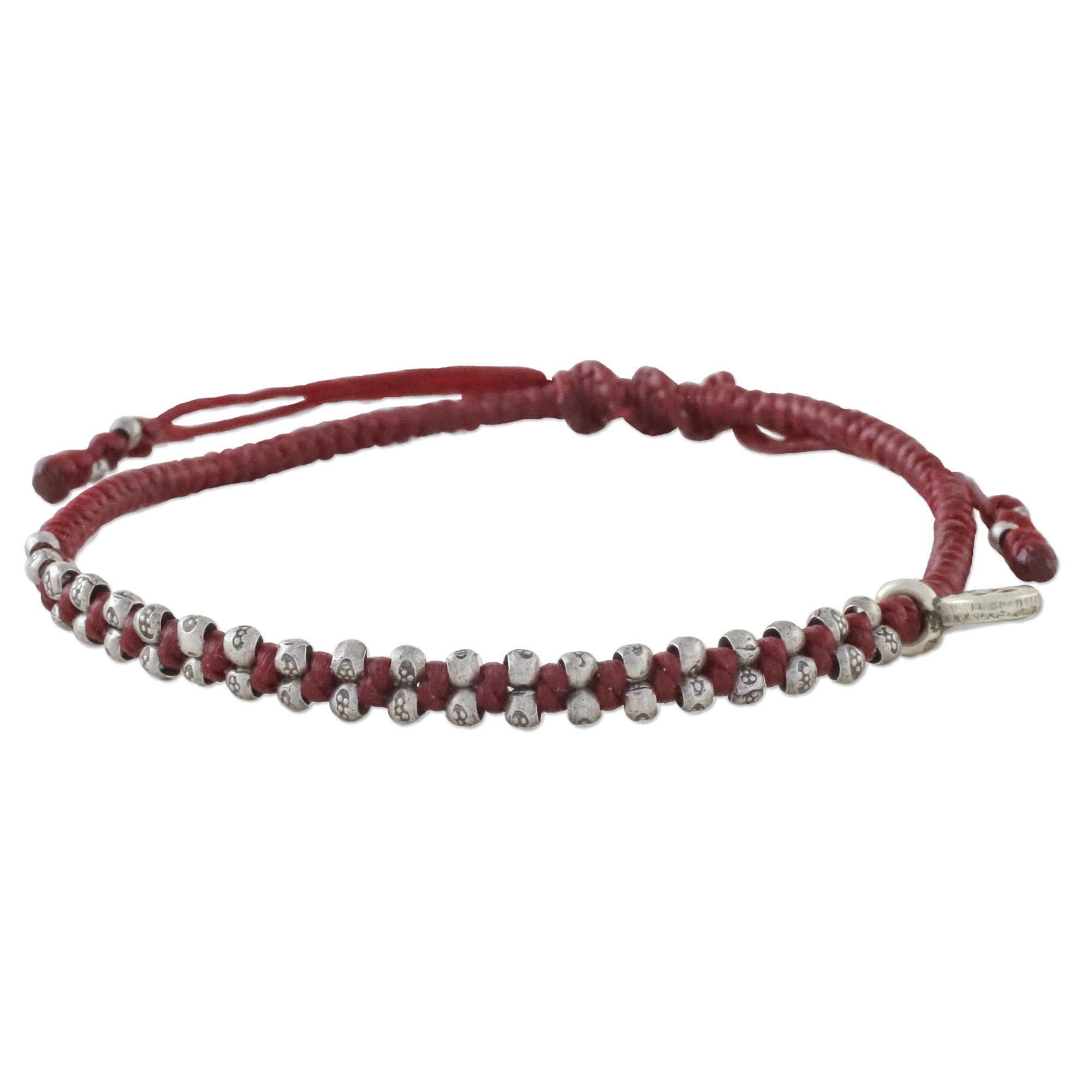 Premium Bohemian Crimson Bracelet - Handcrafted Silver Charm