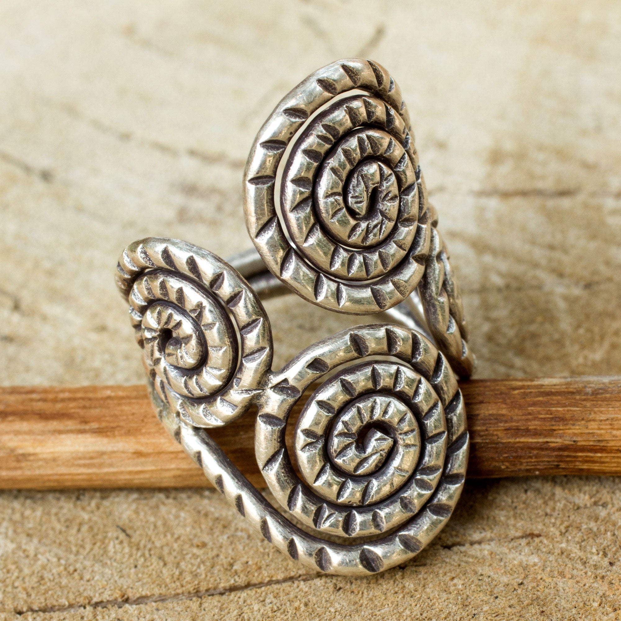 Premium Fair Trade Spiral Sterling Silver Wrap Ring - Hill Tribe Inspired