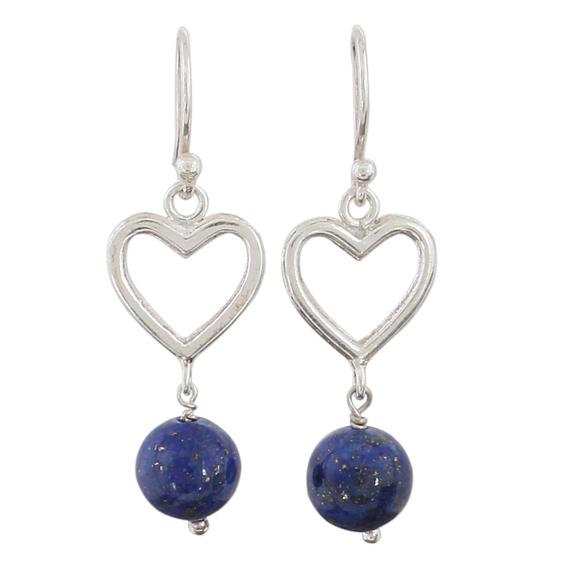 Premium Majestic Globes Lapis Lazuli Sterling Silver Dangle Earrings - Artisan Crafted