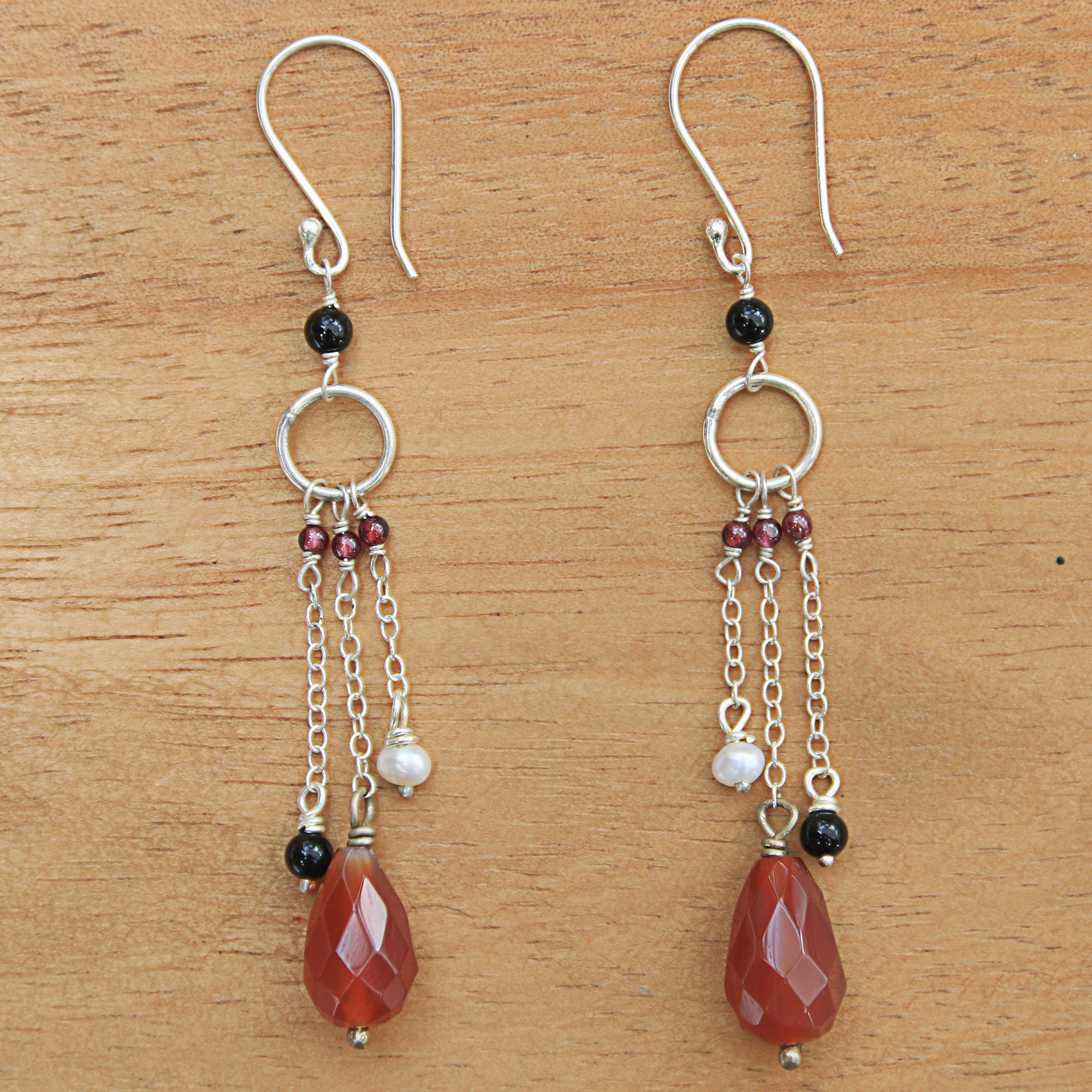 Premium Multi-Gem Cascade Earrings in Sterling Silver