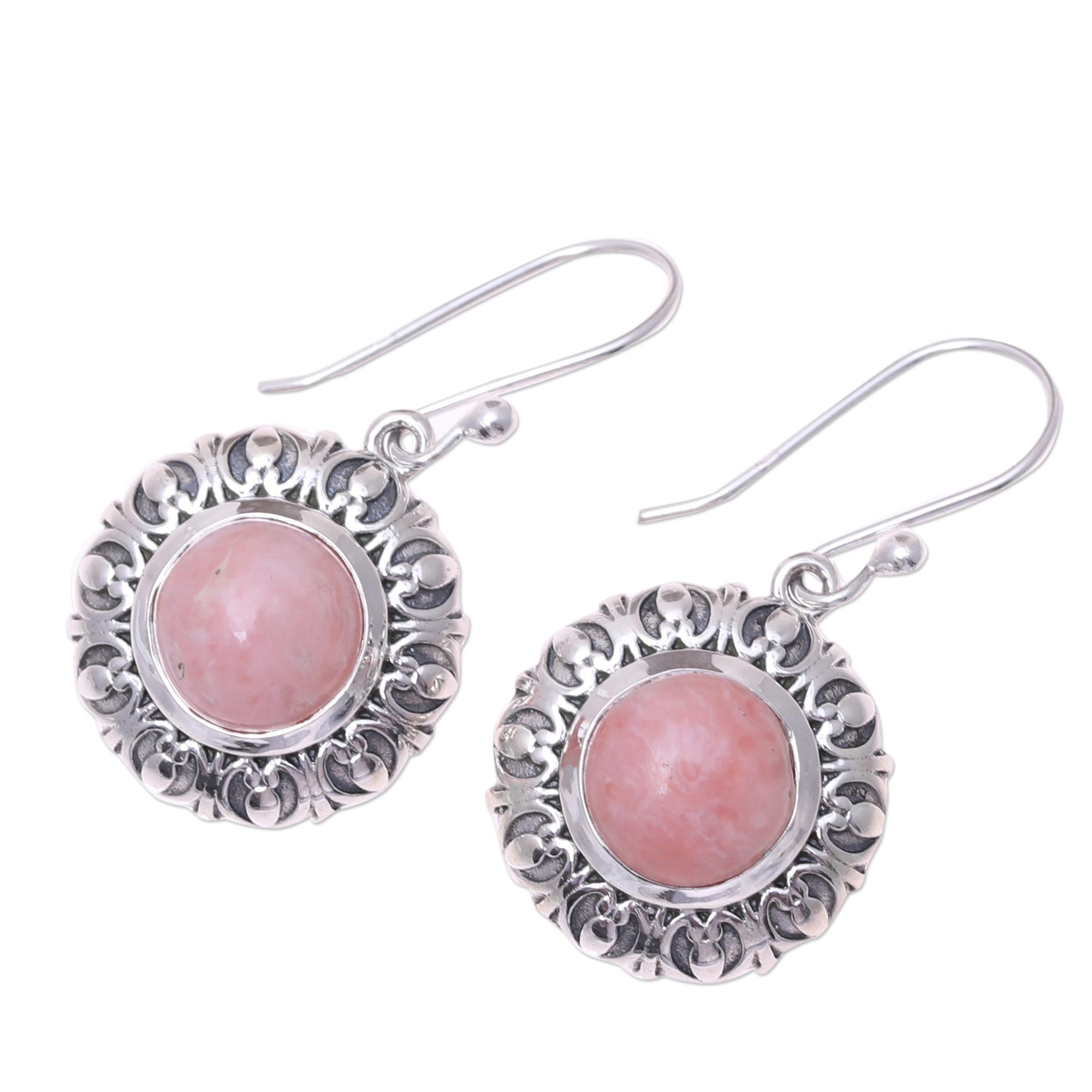 Premium Pink Opal Renewal Dangle Earrings - Handcrafted Sterling Silver