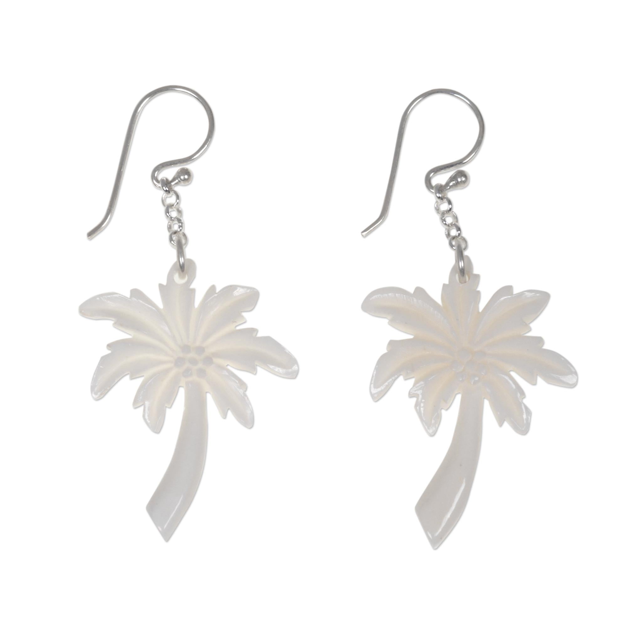 Premium Handcrafted Bali Palm Tree Earrings - 925 Sterling Silver Hooks