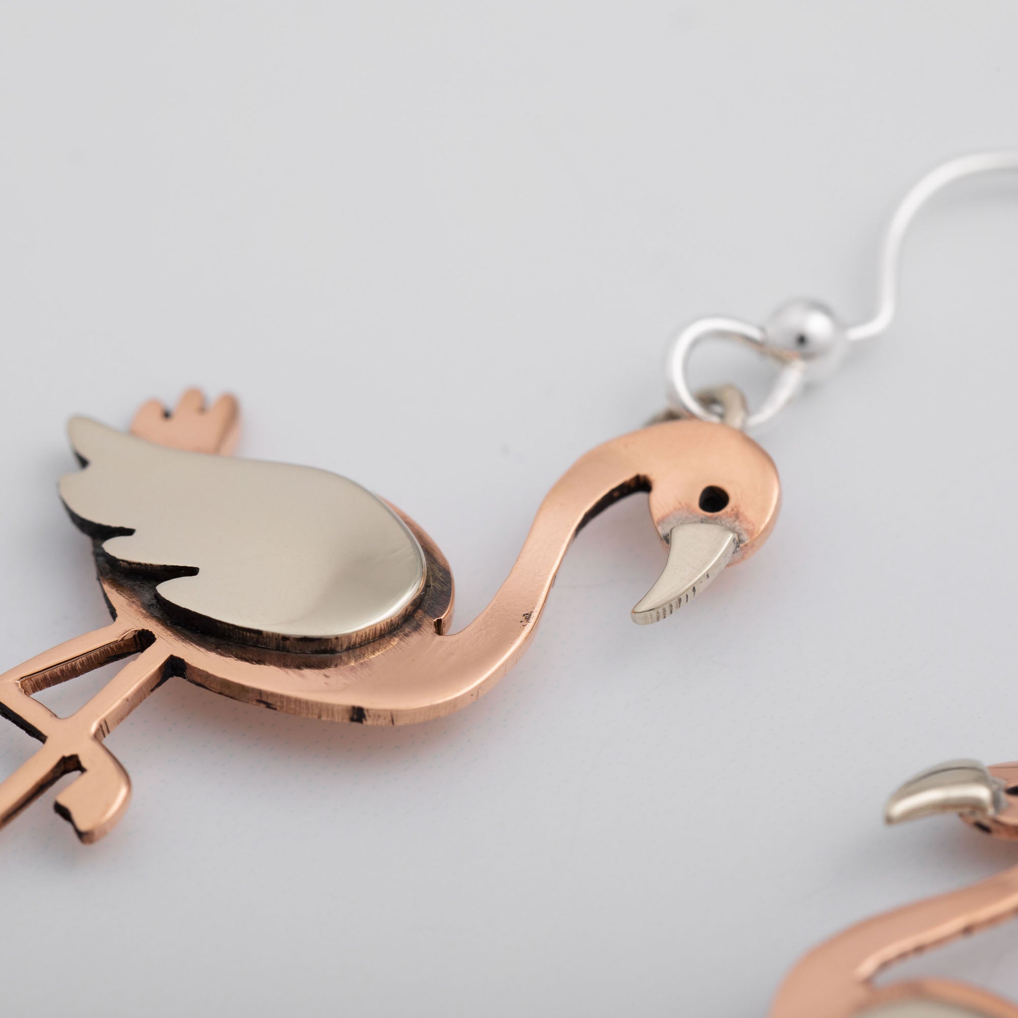 Premium Flamingo Mixed Metal Drop Earrings