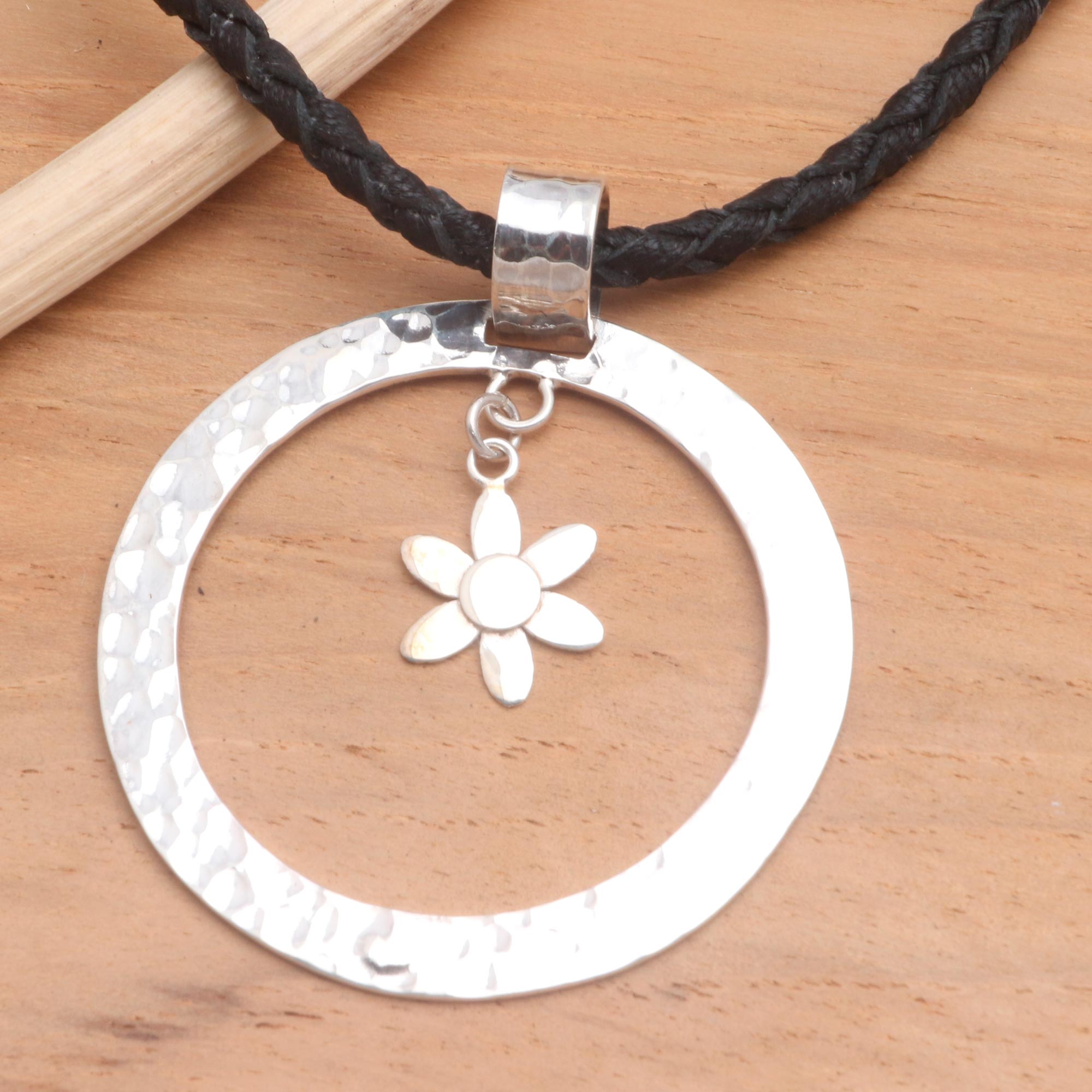 Premium Sterling Silver Floral Halo Pendant Necklace