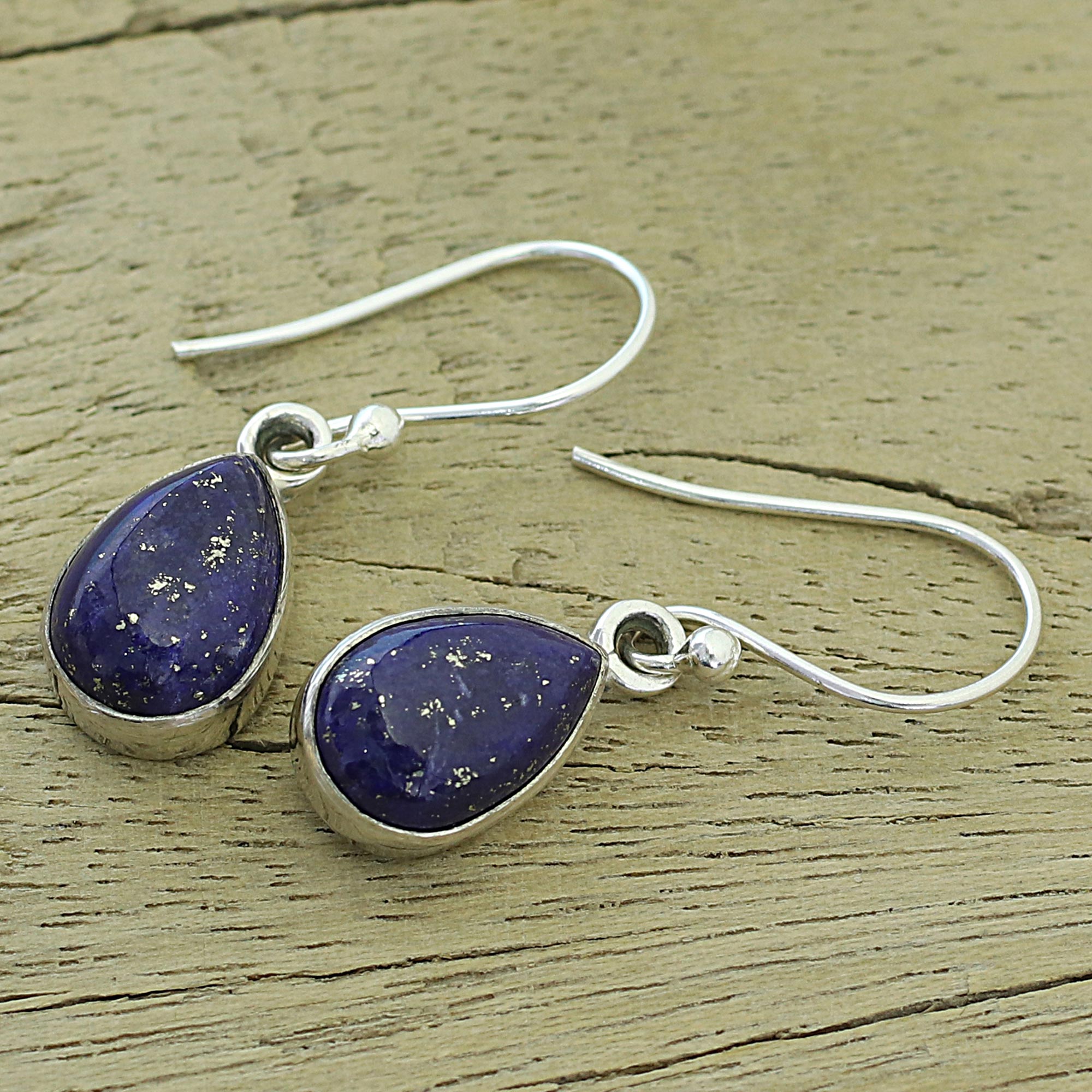 Premium Lapis Lazuli & Silver Dangle Earrings - Handcrafted Elegance