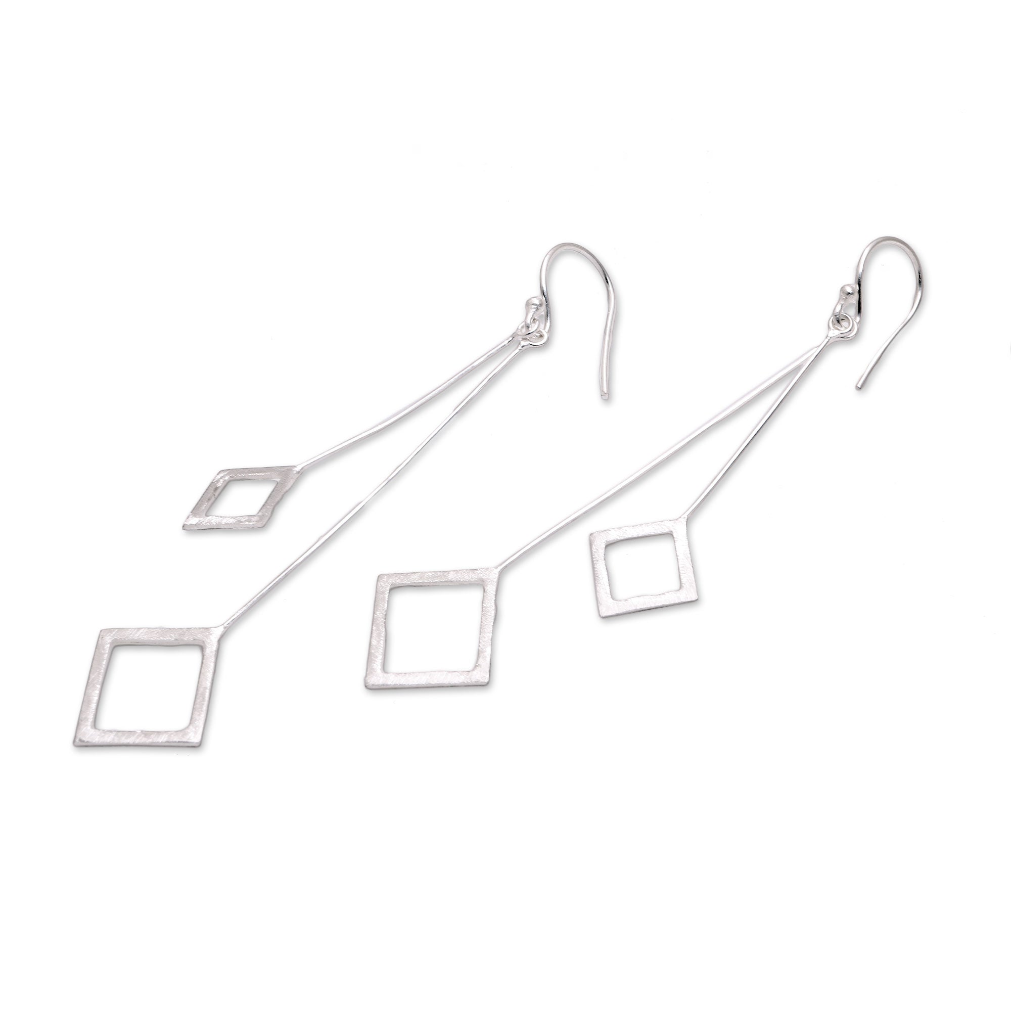 Premium Quantum Dangle Earrings - Geometric Sterling Silver Jewelry from Bali