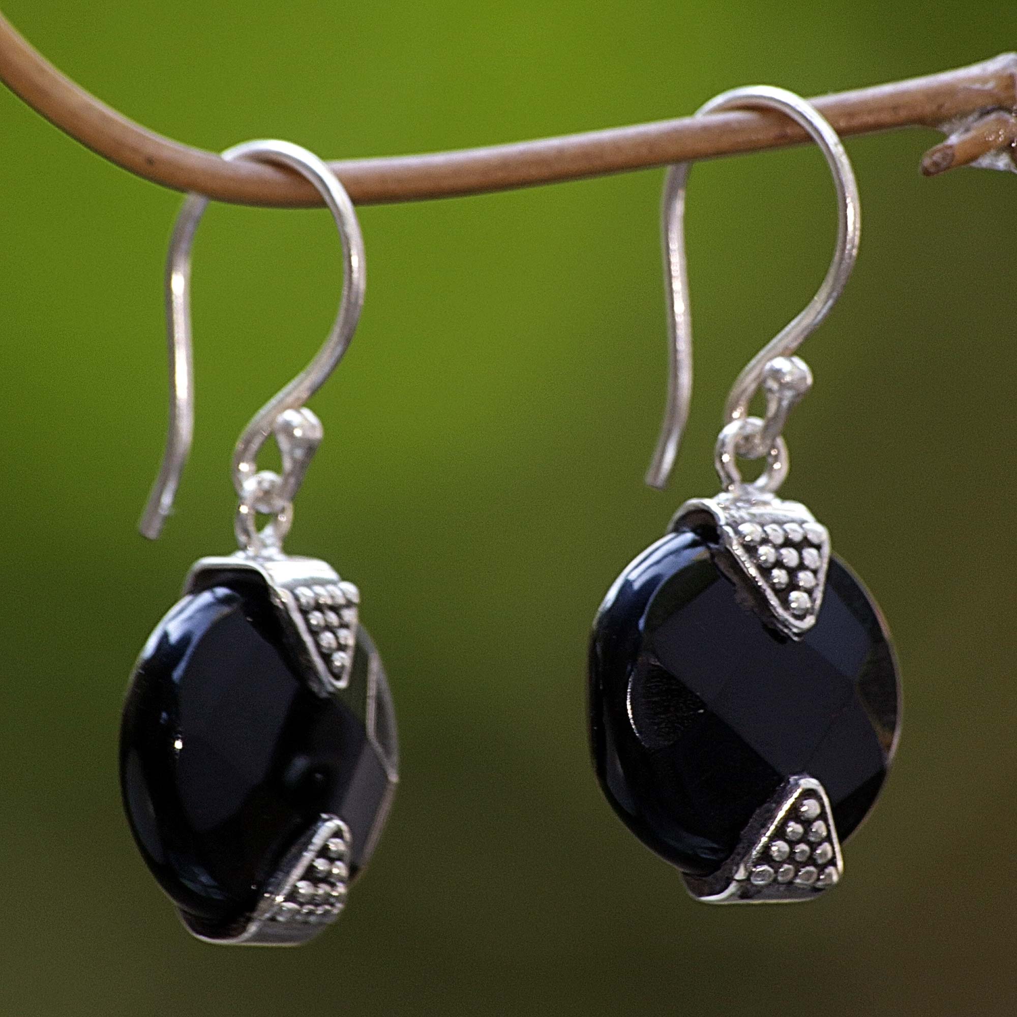 Premium Sylph Onyx Sterling Silver Dangle Earrings – Handcrafted in Indonesia