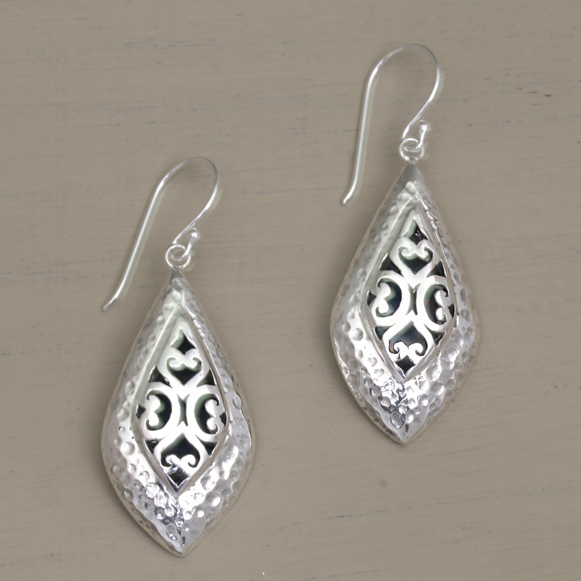 Premium Bali Sterling Silver Openwork Dangle Earrings - Ultimate Elegance