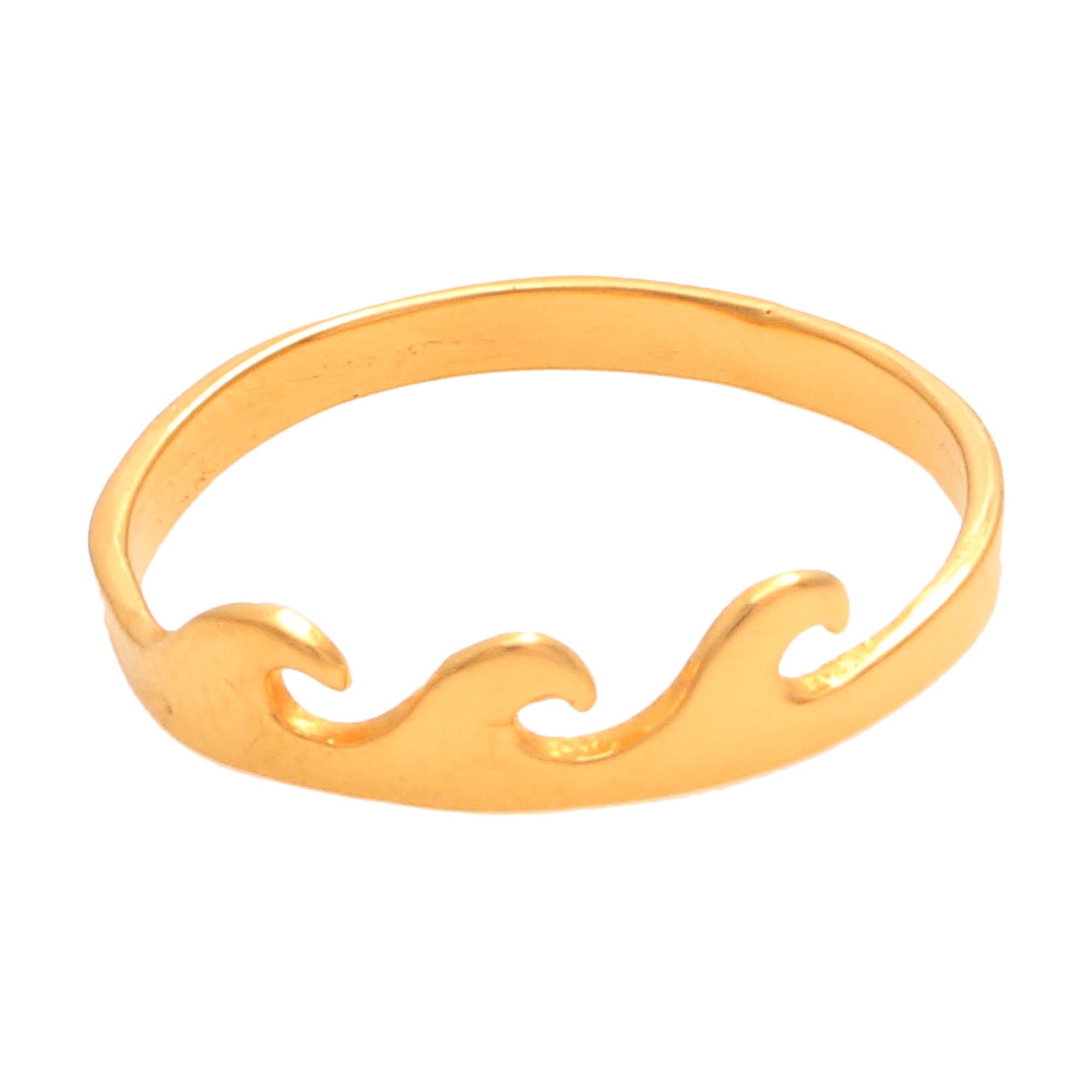 Premium Indonesian Waves Gold-Plated Sterling Silver Band Ring | Handcrafted in Bali