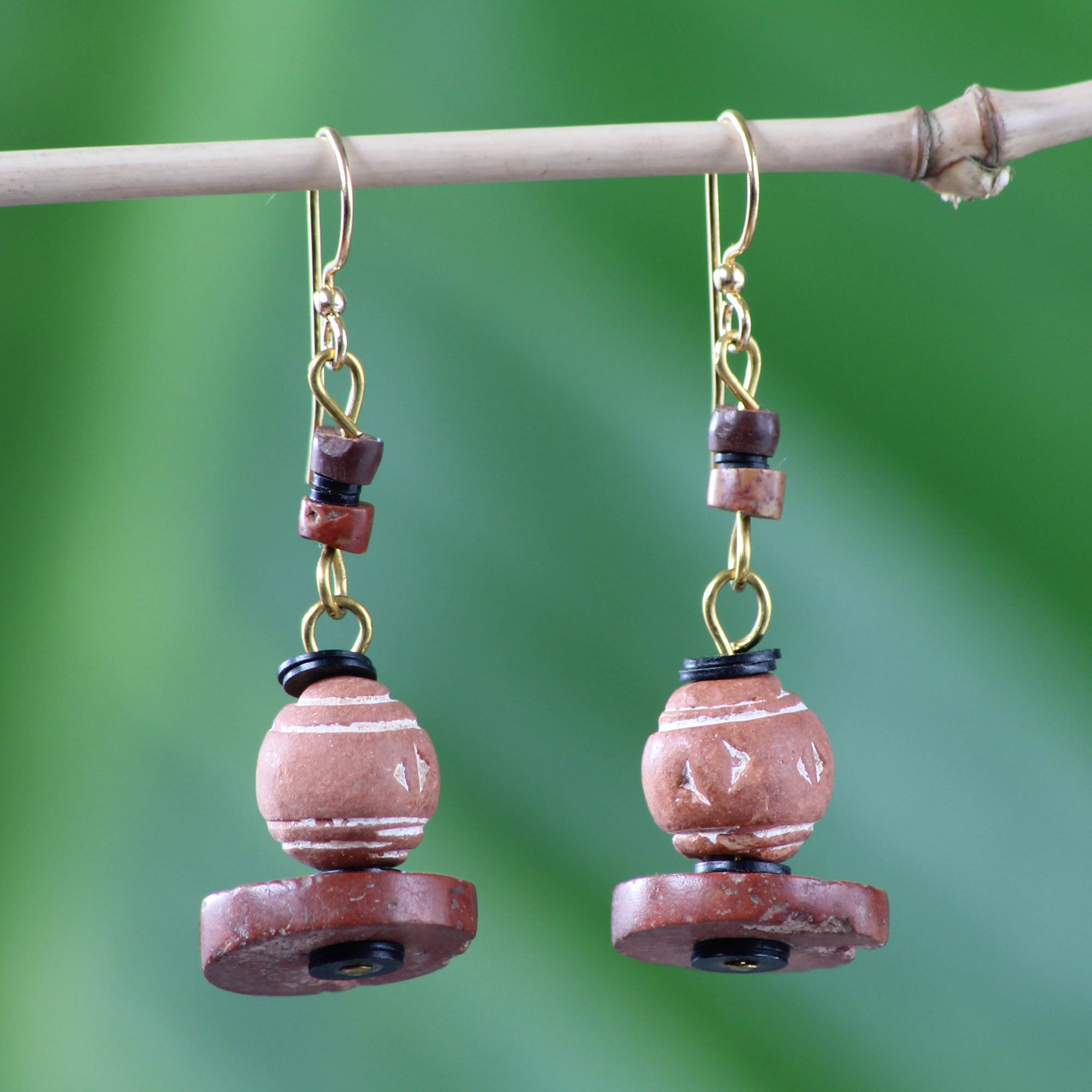 Premium Nigerian Belles Handcrafted Ceramic Dangle Earrings - Traditional Elegance