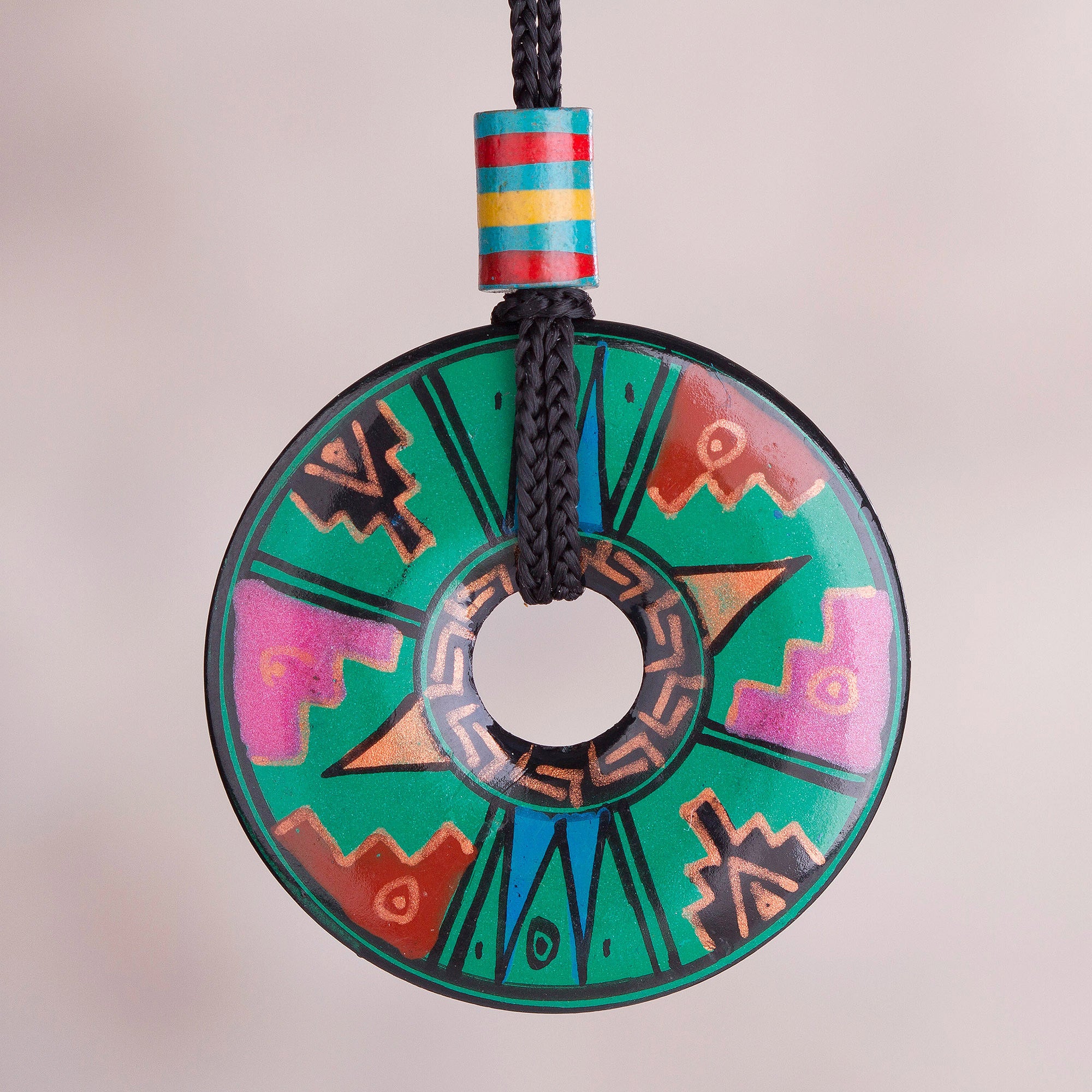Premium Jade Princess Necklace - Handcrafted Peruvian Ceramic Pendant with Inca-Inspired Design