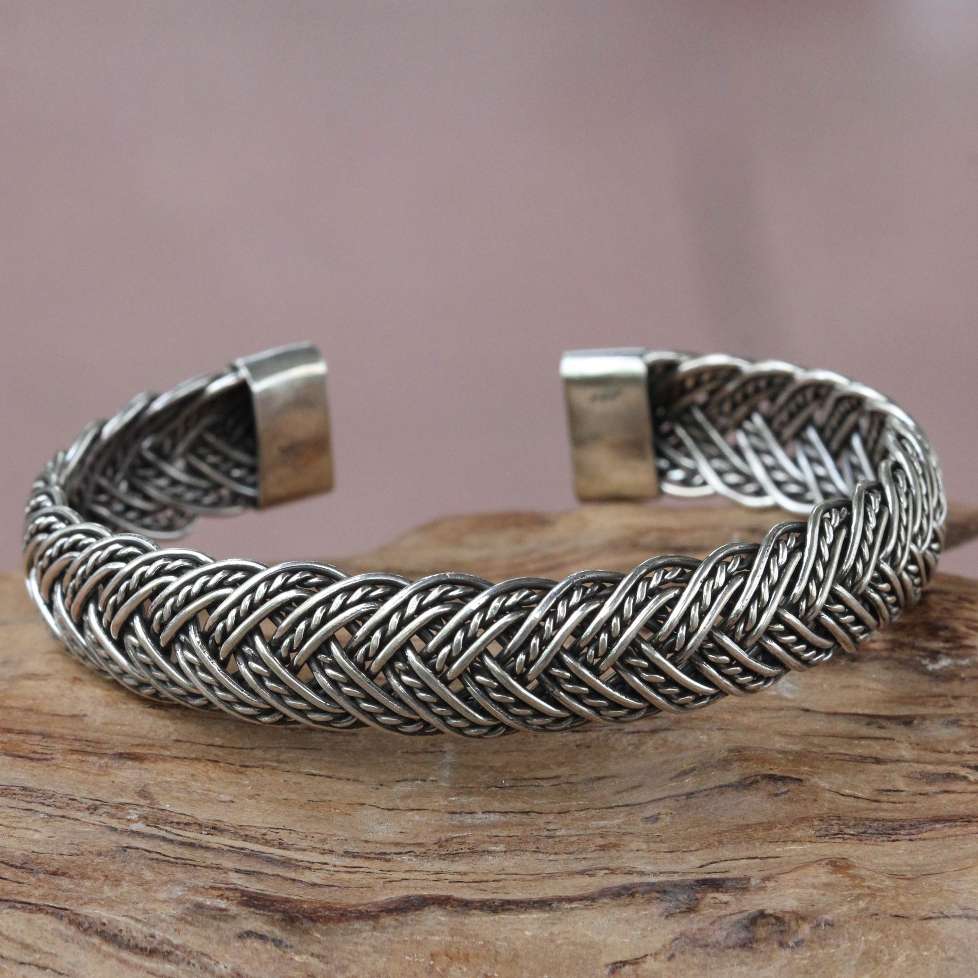 Premium Balinese Sterling Silver Braided Cuff Bracelet