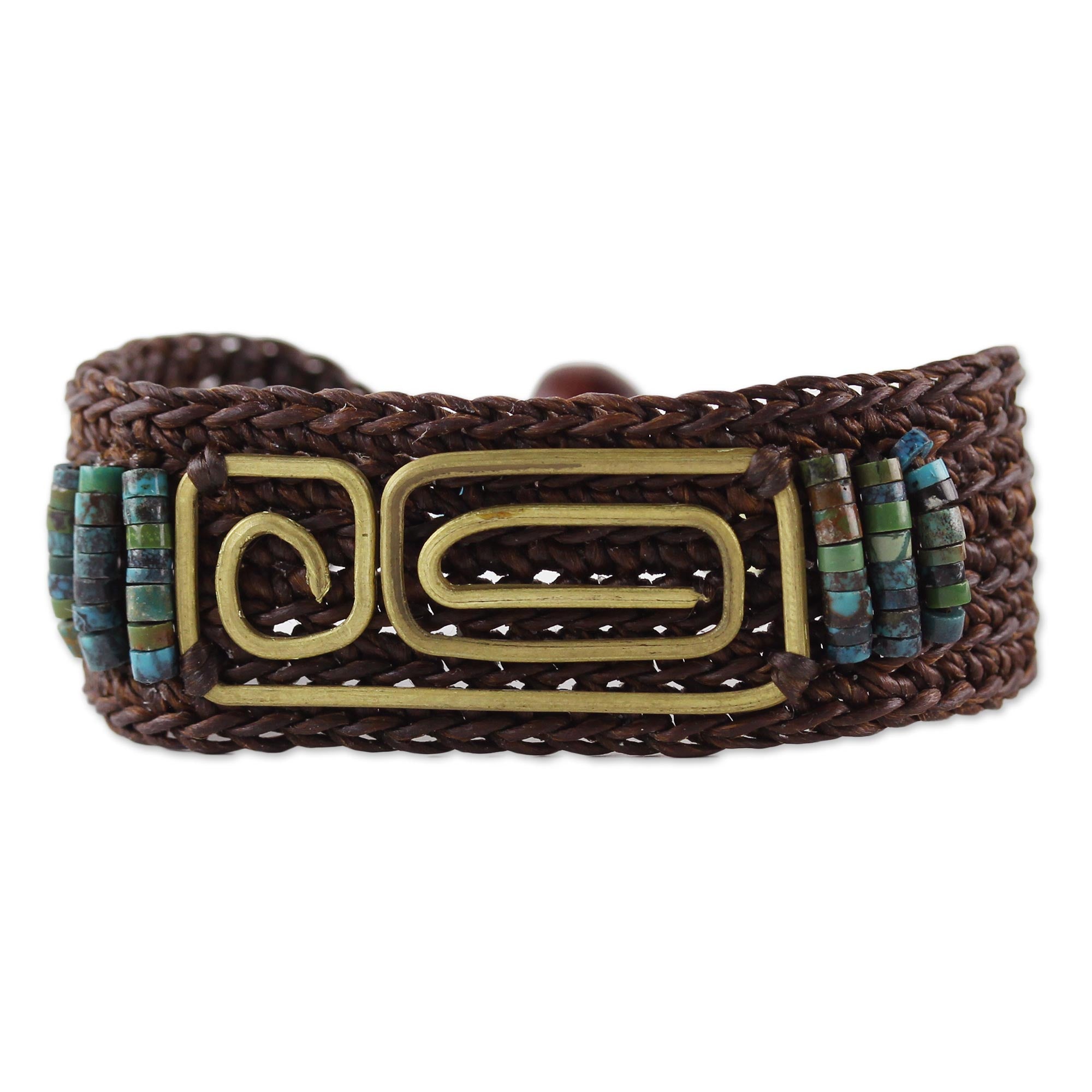 Premium Siam Fortress Bracelet - Brass & Turquoise Handcrafted Wristband