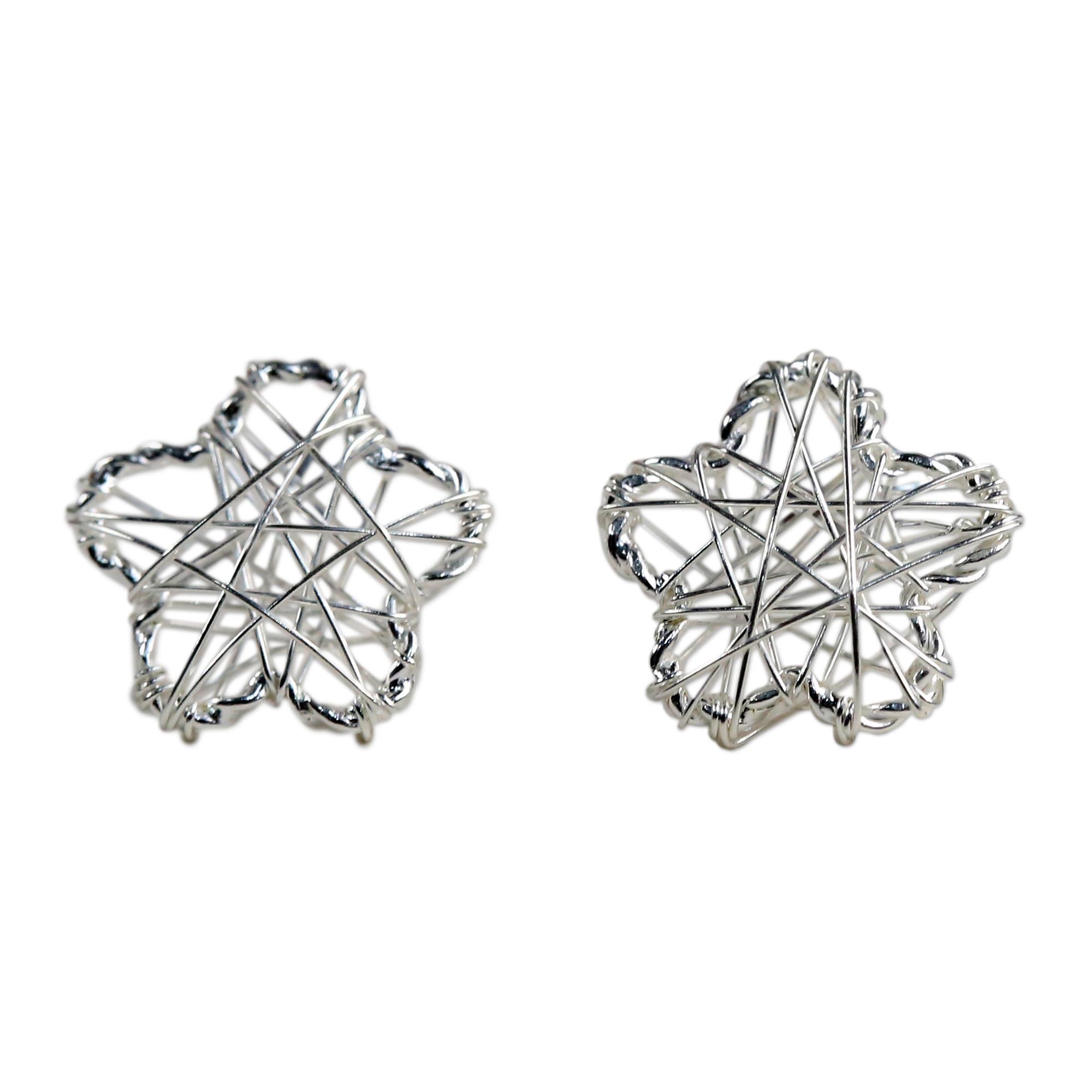 Premium Sterling Silver Floral Stud Earrings - Handcrafted in Thailand